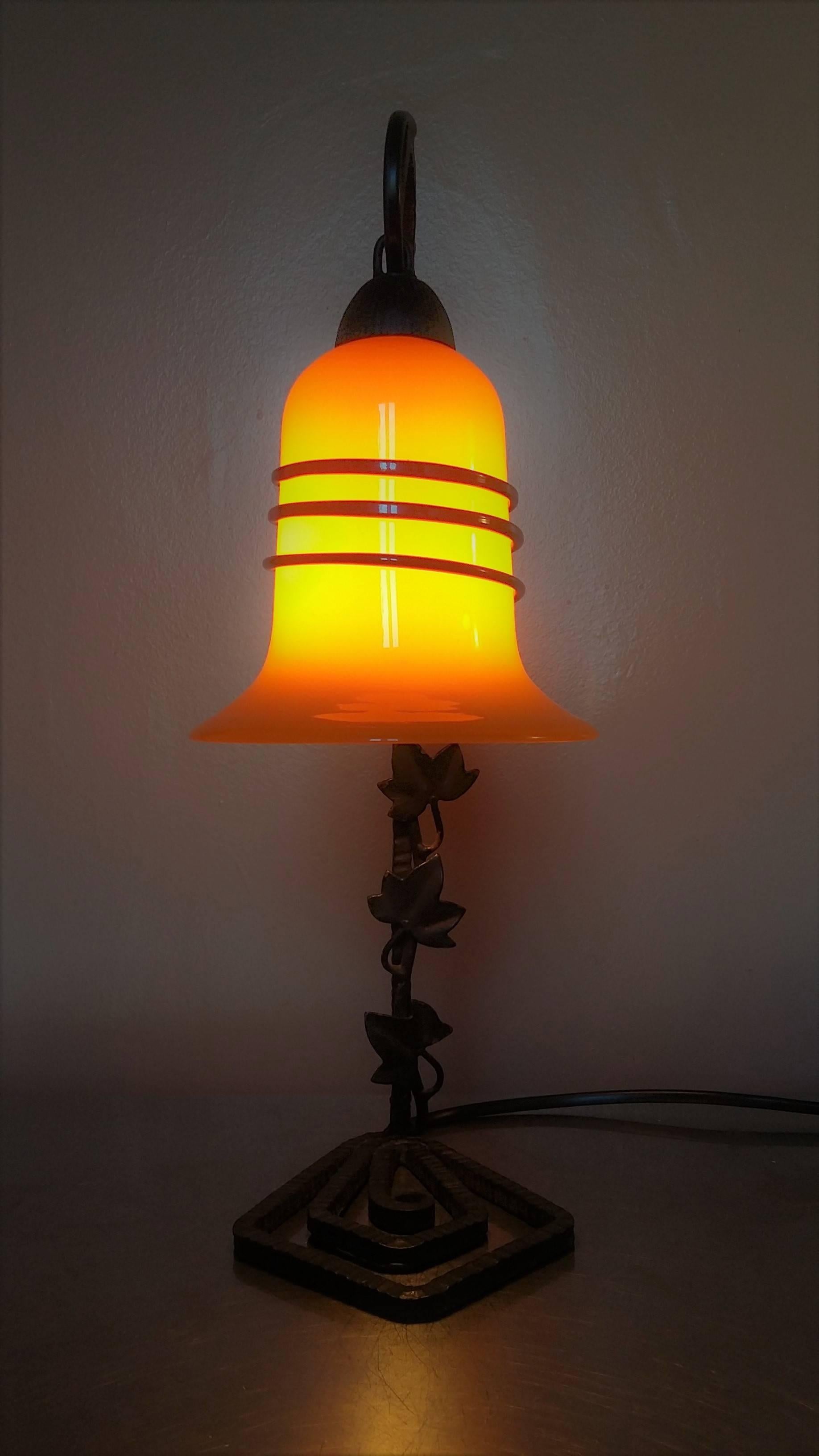 French Art Deco Table Lamp by Loetz, 1920s In Excellent Condition In Paris, FR