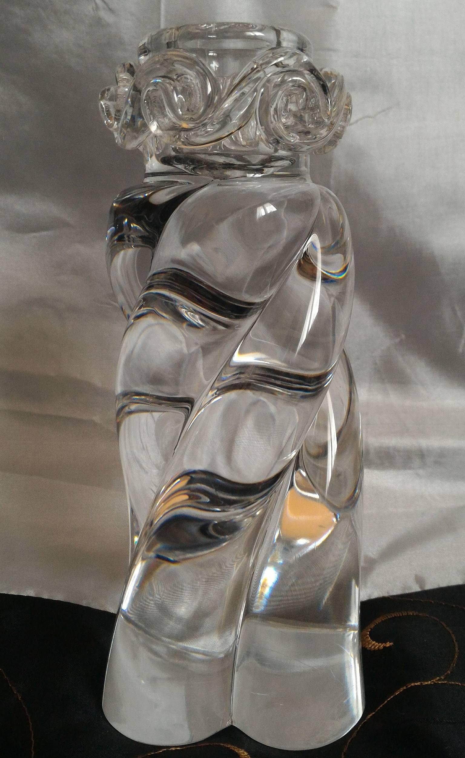 French Elegant Baccarat Crystal Candleholder, France
