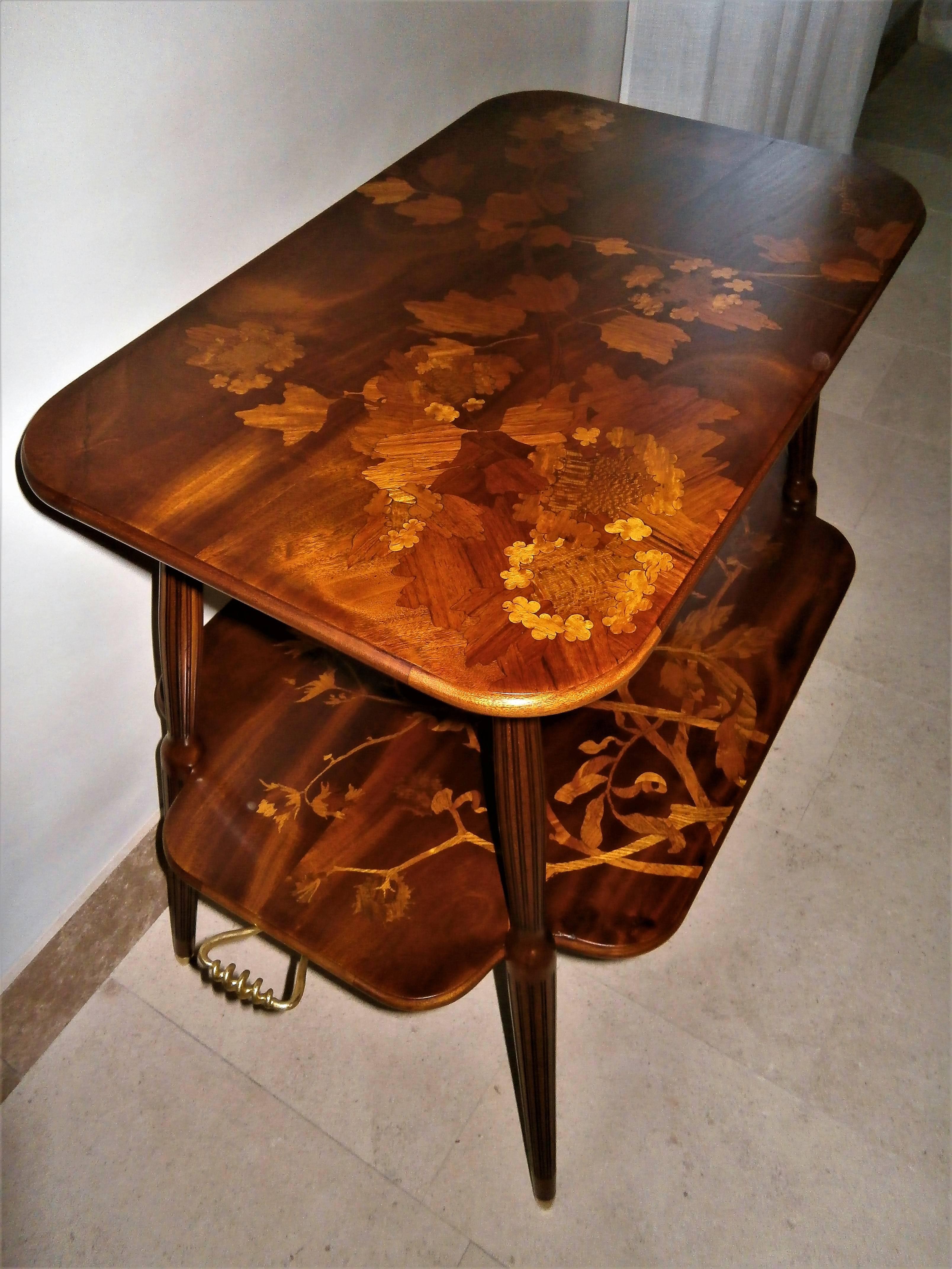 Early 20th Century Unique Louis Majorelle French Art Nouveau Marquetry Table, Signed