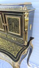 Bureau de secrétaire Napoléon III en bronze et marqueterie de boule, France, 1870