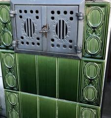 Charming Belle Époque Ceramic Wood Stove, France, 1900s