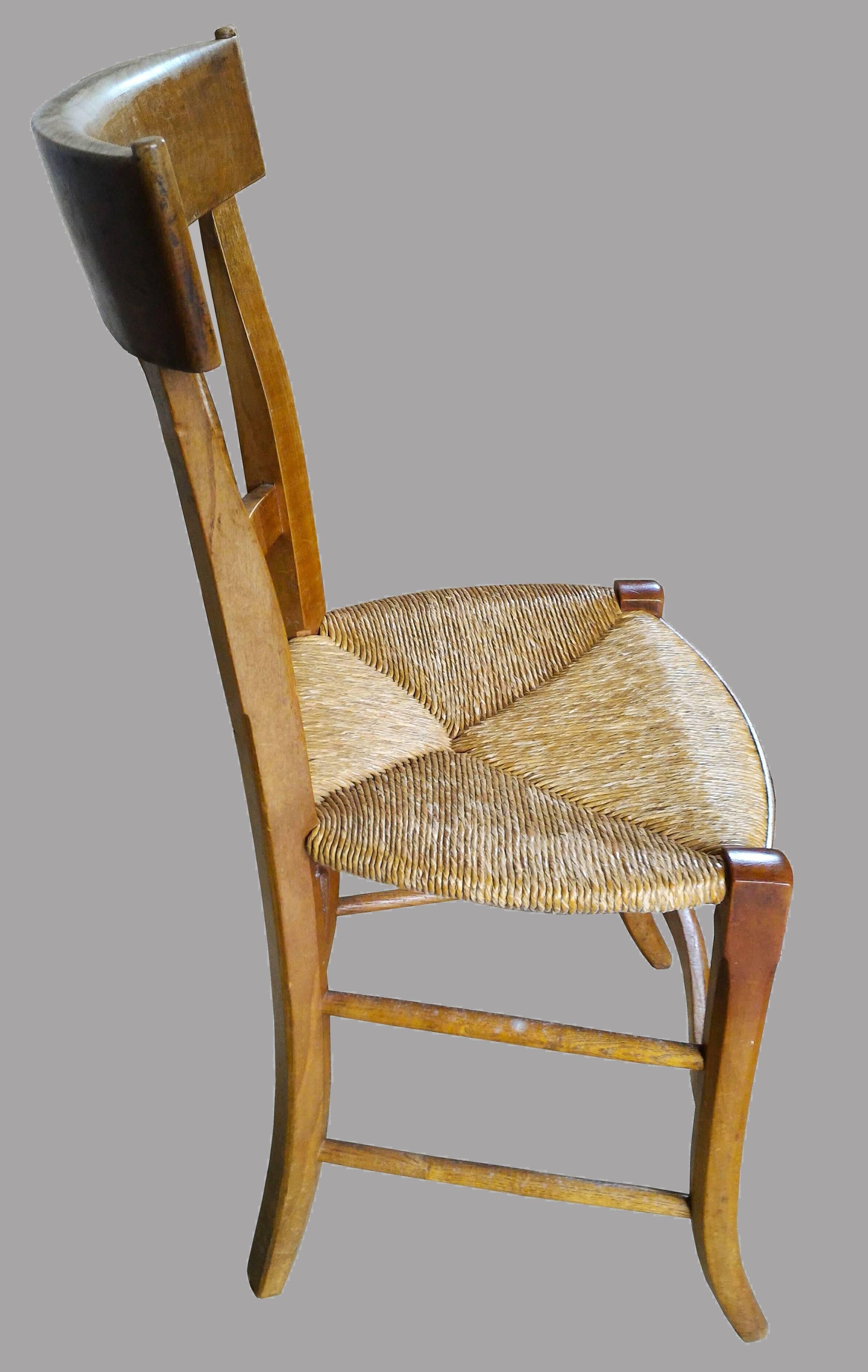 Carved Set of Eight French Provincial Rush Dining Room Chairs