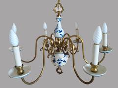Charming French Provincial Chandelier in Faience de Rouen