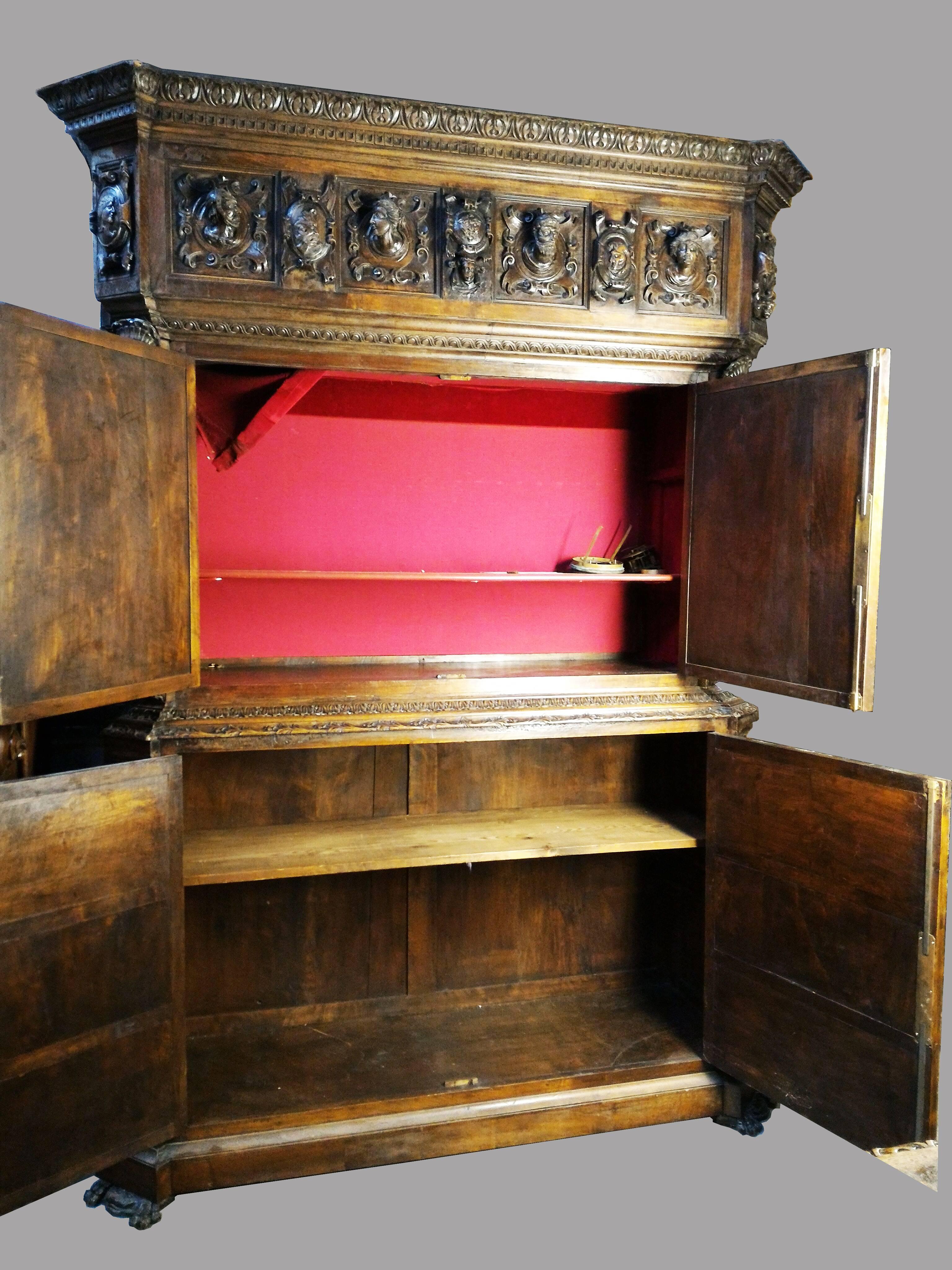 19th Century Impressive Renaissance Hand-Carved Cabinet 1