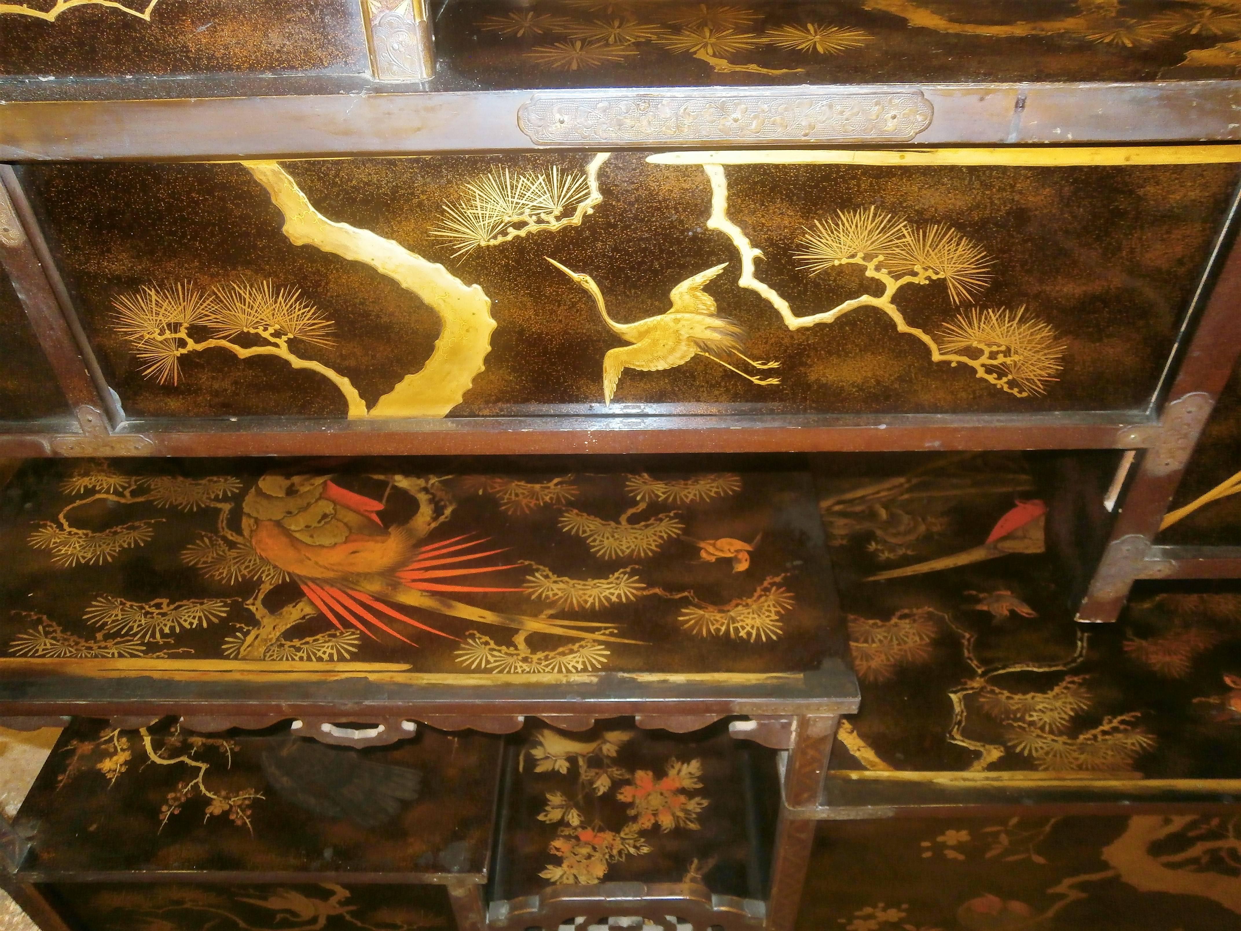 Unique 19th Century Japanese Gold and Lacquered Cabinet 3