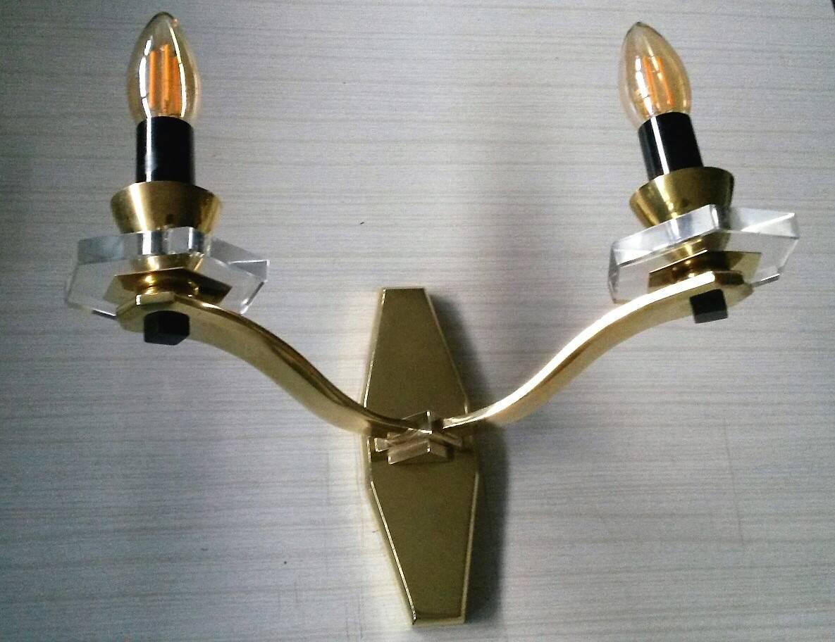 Glass Gorgeous Pair of Two-Arm !Mid Century Modern French Sconces