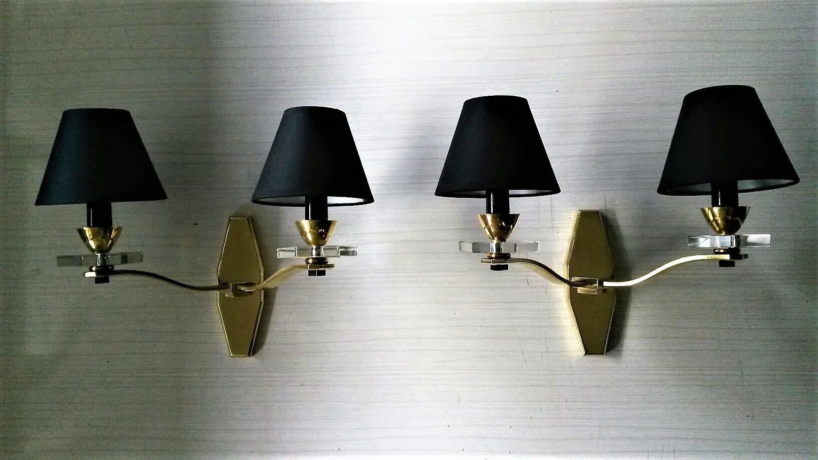 Gorgeous Pair of Two-Arm !Mid Century Modern French Sconces 2