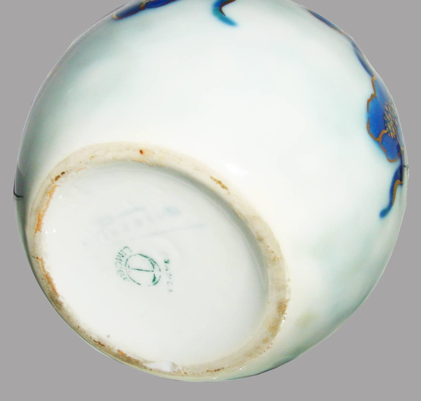 Hand-Painted Camille Tharaudl Ball Vase in Limoges Porcelain, France 