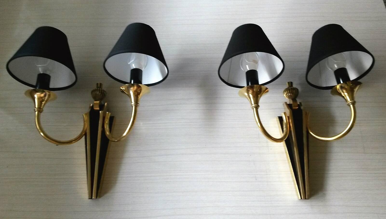 Stunning French Neoclassical Style Pair of Two-Arm Sconces by Maison Jansen 1