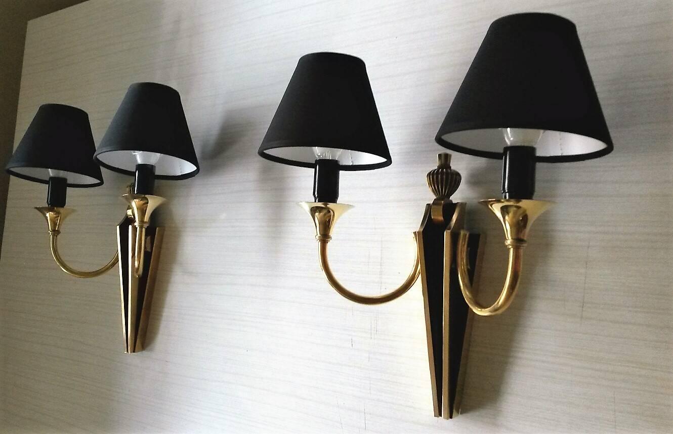 Stunning French Neoclassical Style Pair of Two-Arm Sconces by Maison Jansen 3