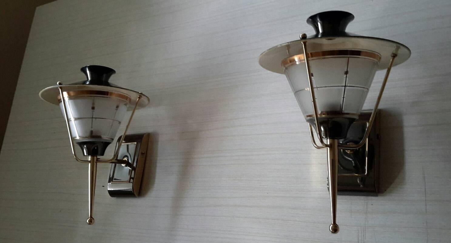 Brass Mid-Century Modern Sconces by Lunel, France 1950s In Good Condition In Paris, FR