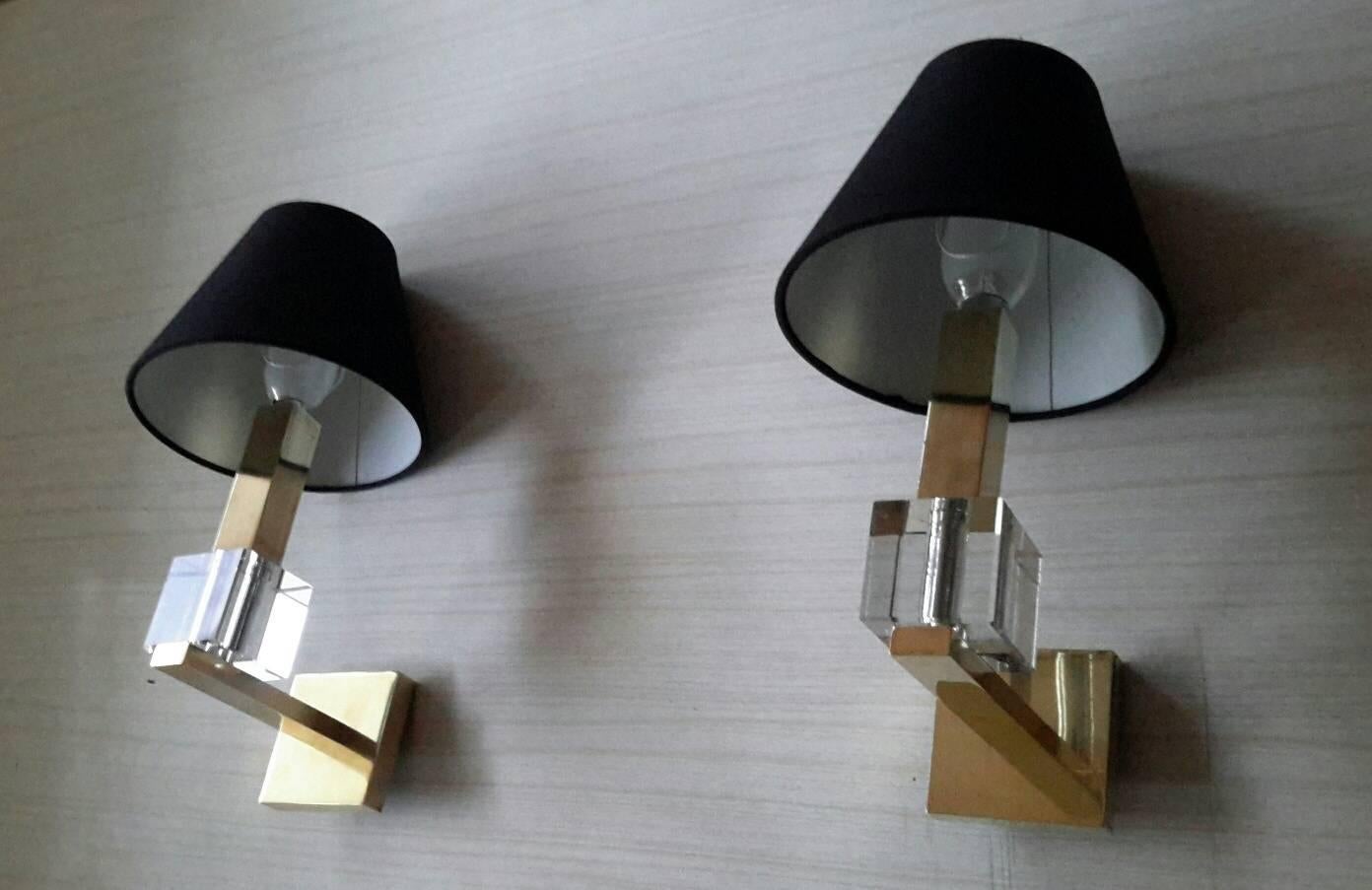 Mid-20th Century Gorgeous Jacques Adnet French Mid-Century Modern Sconces, France, 1940s