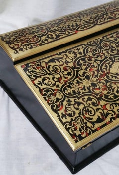 Napoleon III Boulle Marquetry Brass Tortoiseshell Travel Writing Desk, France