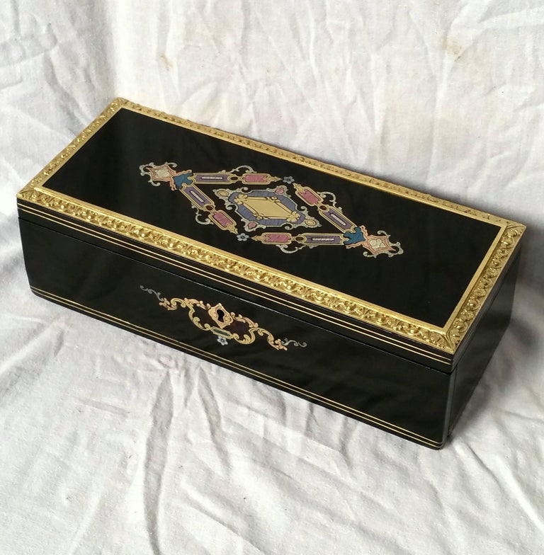 Napoleon III Boulle Marquetry Bronze Tortoiseshell Jewel Gloves Box