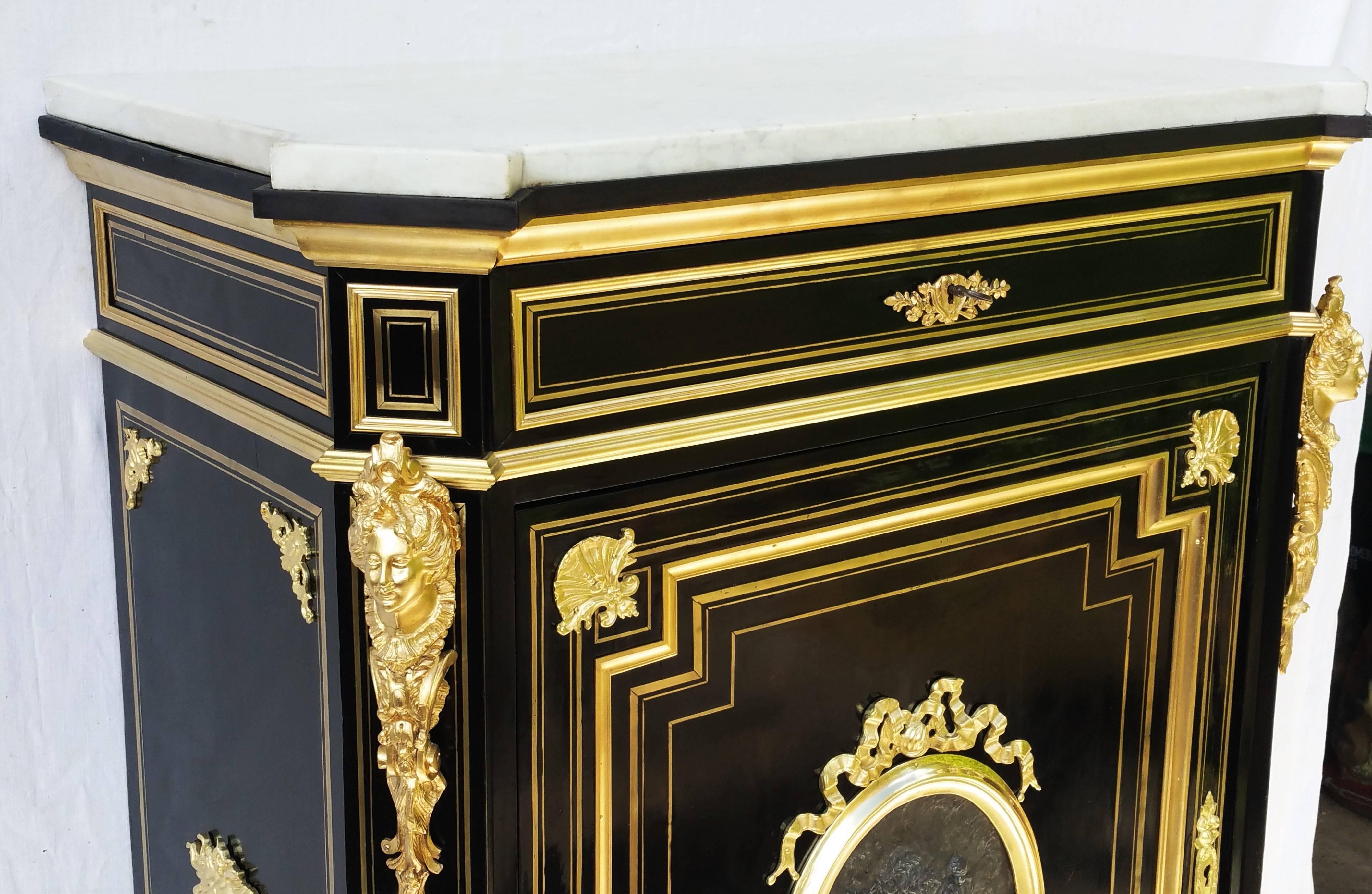 French Historical Napoleon IV Cabinet in Boulle Style Signed by Sormani, France