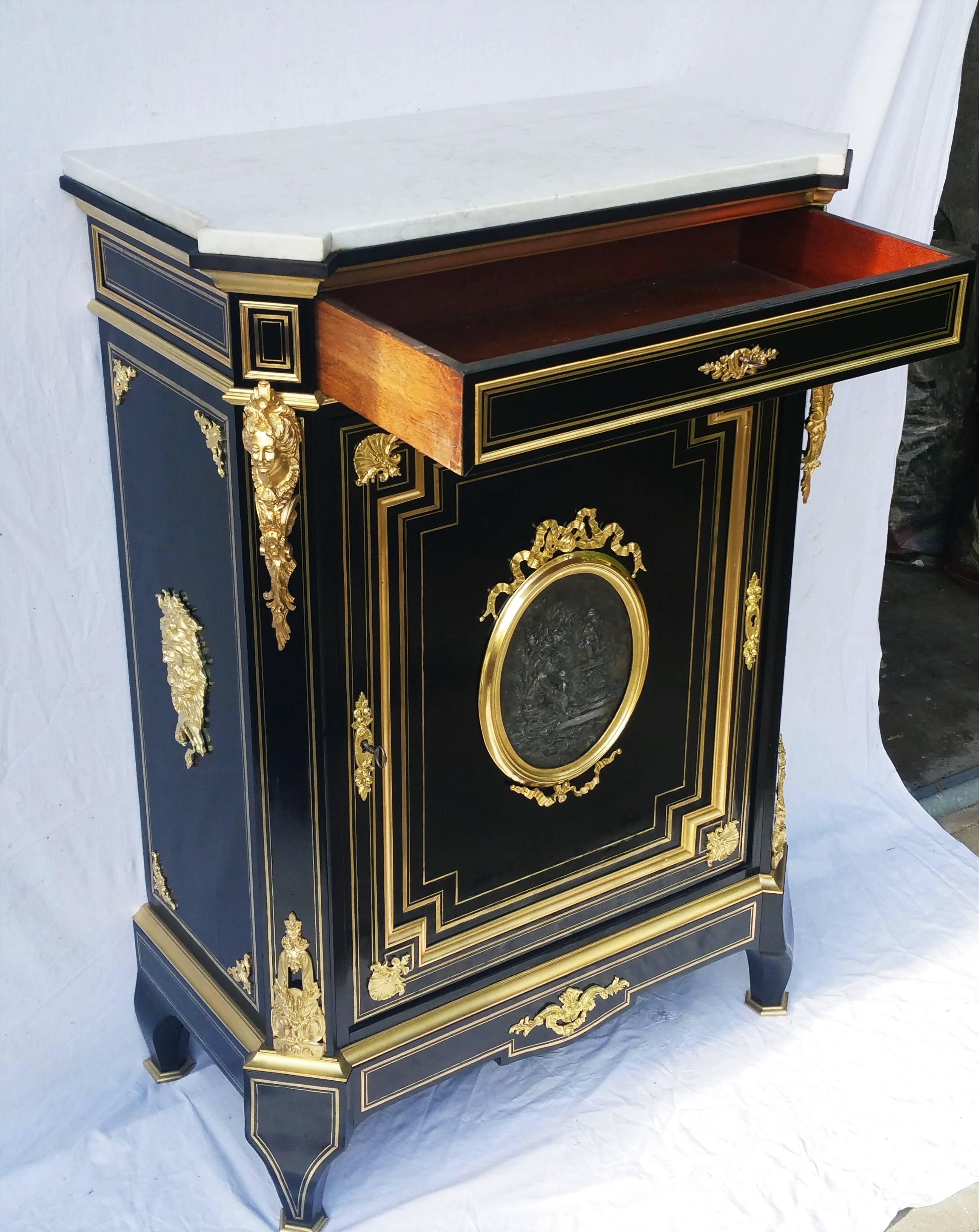 19th Century Historical Napoleon IV Cabinet in Boulle Style Signed by Sormani, France