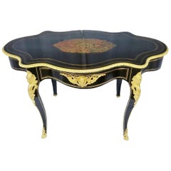 French “Violonée” Big Size Table in Boule Marquetry, 19th Century