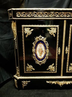 Rare and Big Size Boulle and Sevres Cabinet, Napoleon III, France 1850