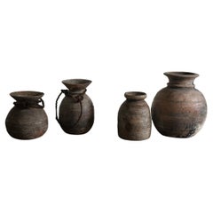 Set of Four Antique Wooden Tibetian Pots