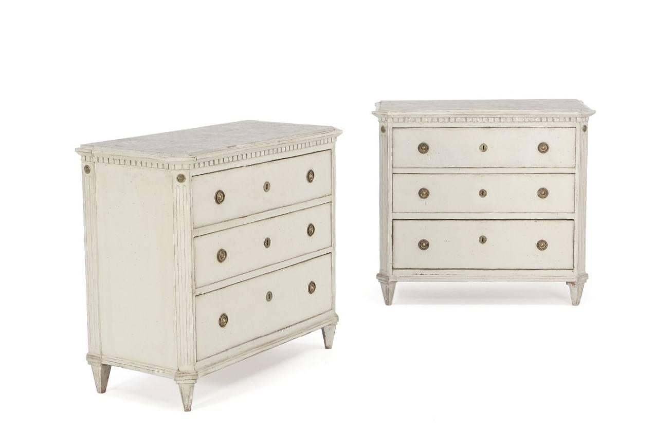 Swedish Pair of late 19th Century Gustavian Style Chests of Drawers