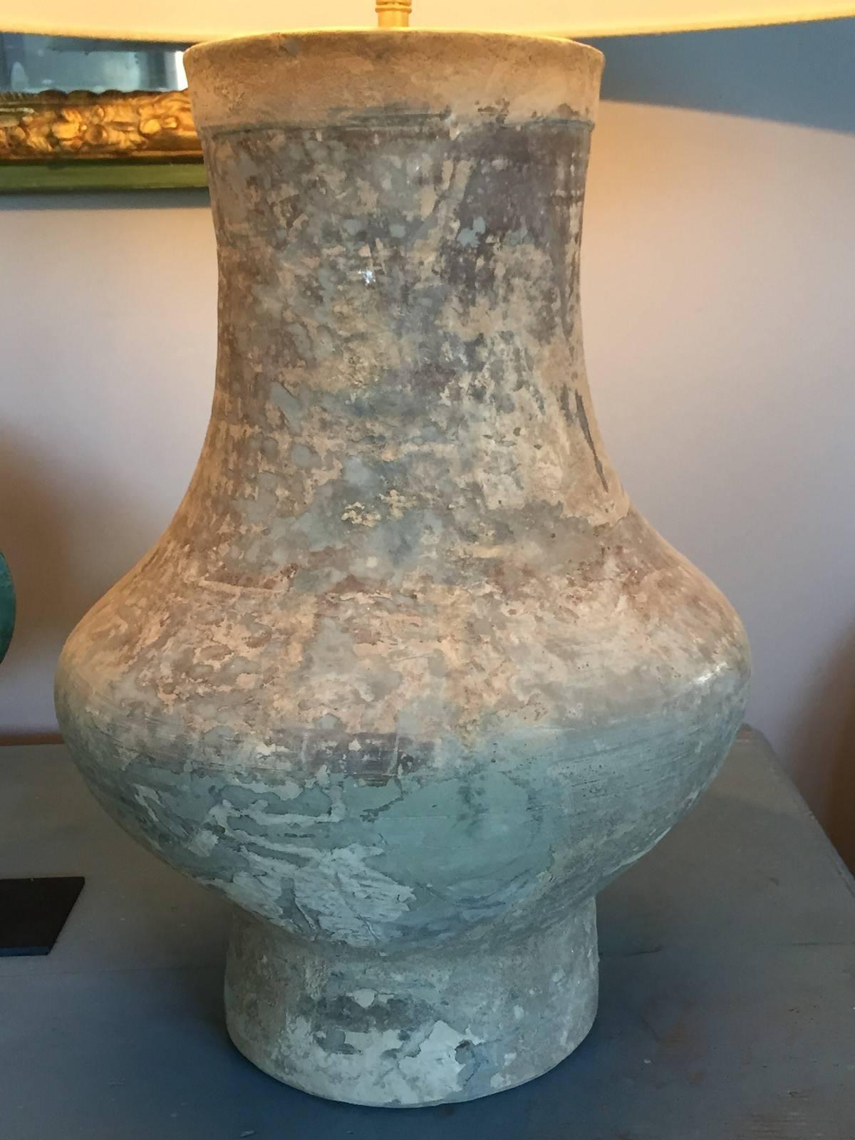 Large 100 A.D. Chinese Han Dynasty Vase Mounted as Lamp In Good Condition In Jesteburg, DE