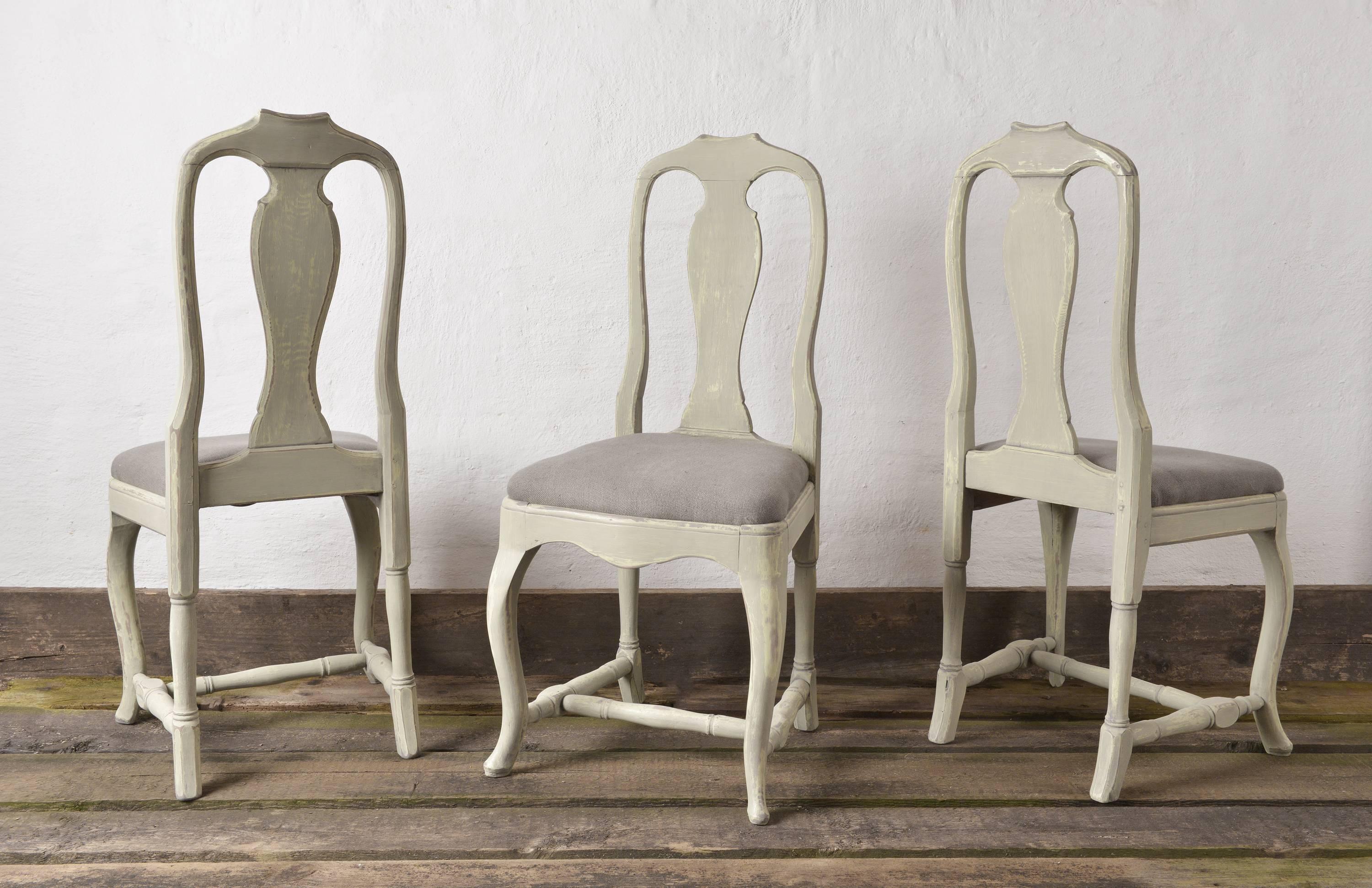 Gustavian Three Swedish 18th Century Dining Chairs