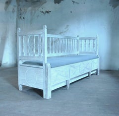 Period Swedish Gustavian Sofa Bench with Reeded Front