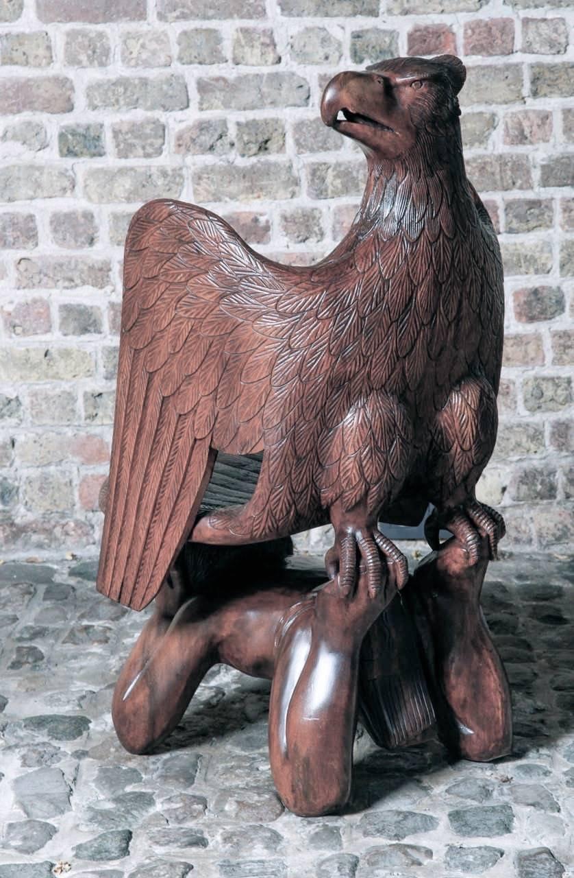 Wood American Eagle Boy Throne, Oak 1940s, USA