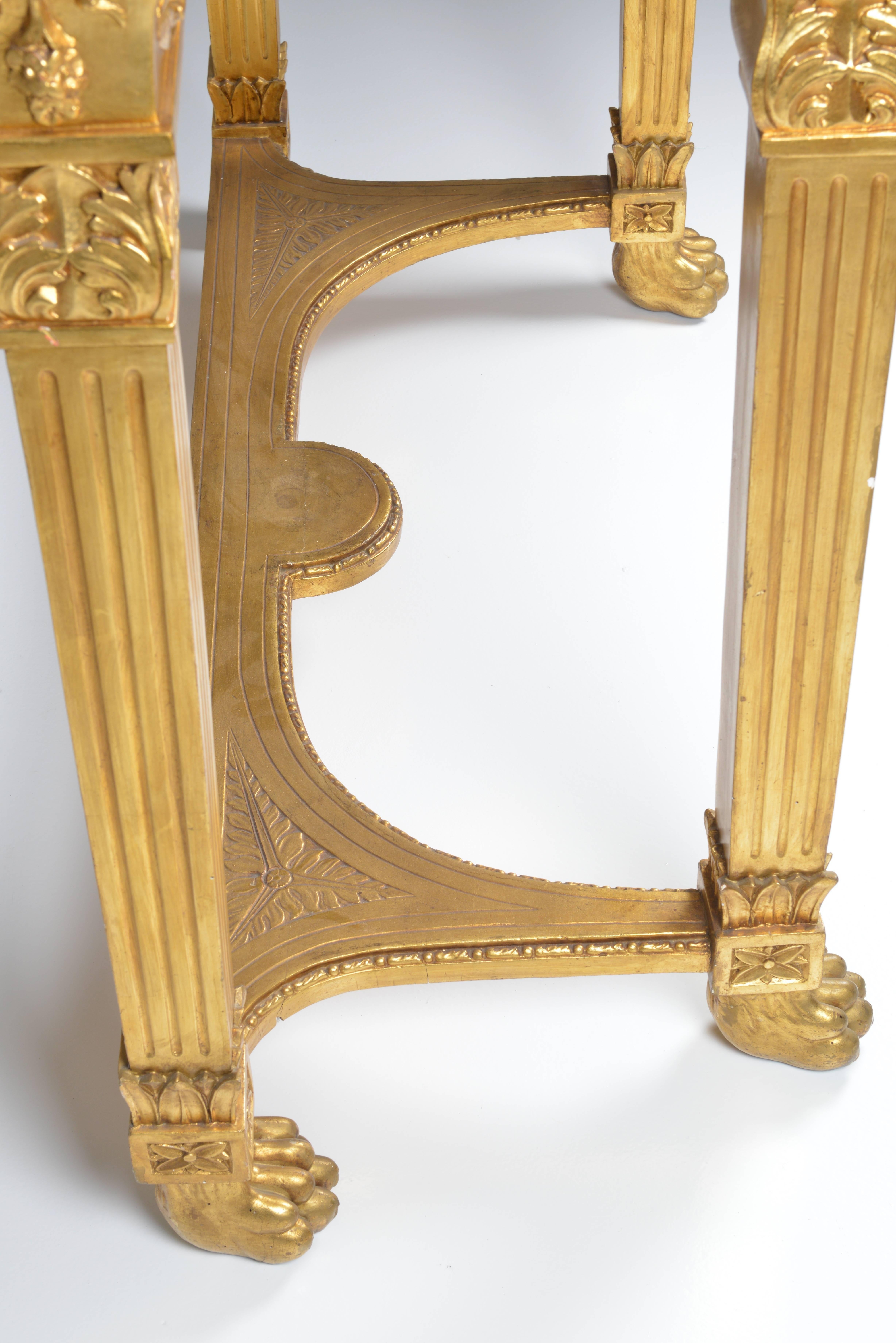 Genovese Giltwood Console with Sand coloured Marble Top, Italy, 1890 In Excellent Condition In Sint-Kruis, BE
