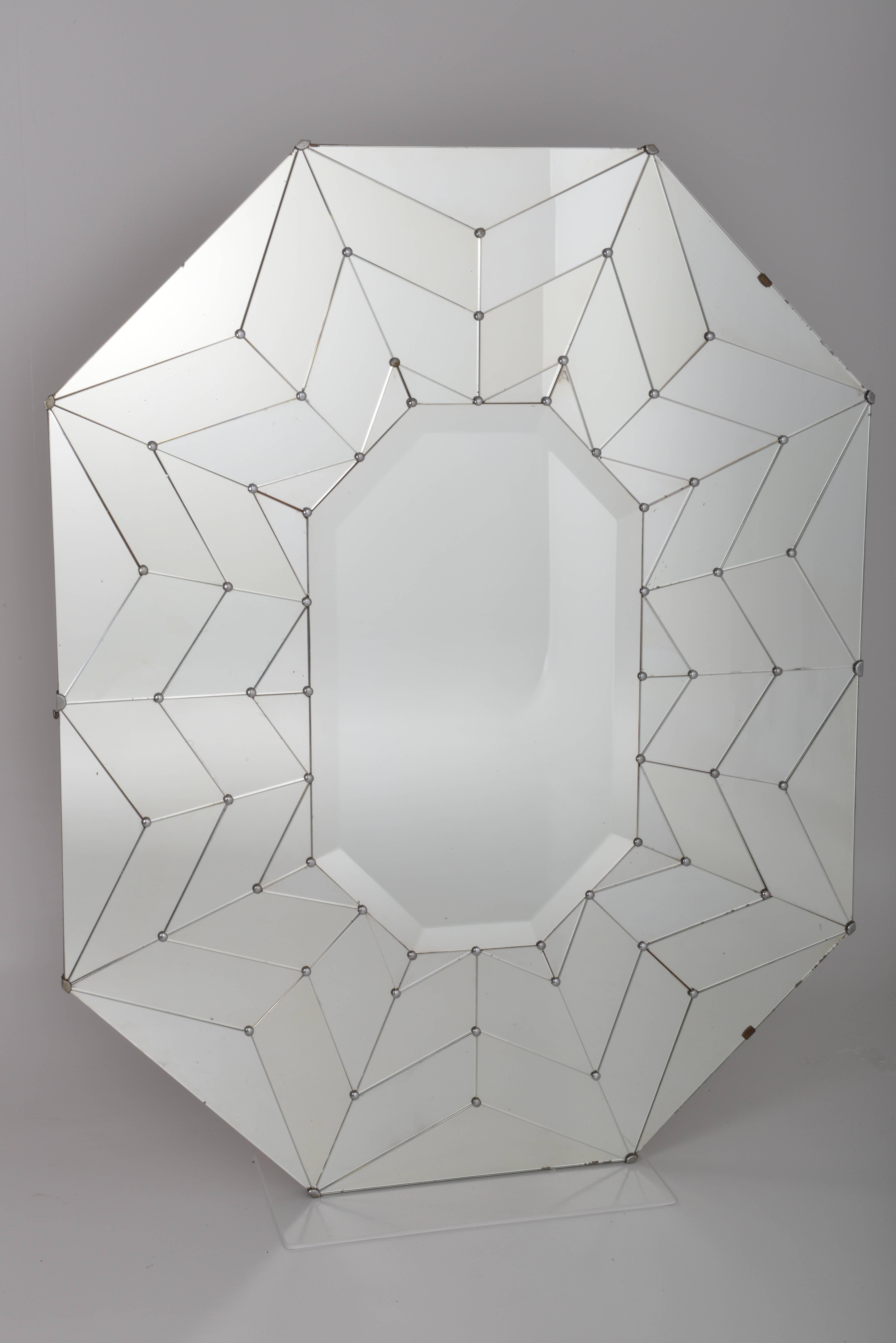 Mid-20th Century Italian Mid-Century Sunburst Mirror, Octagonal
