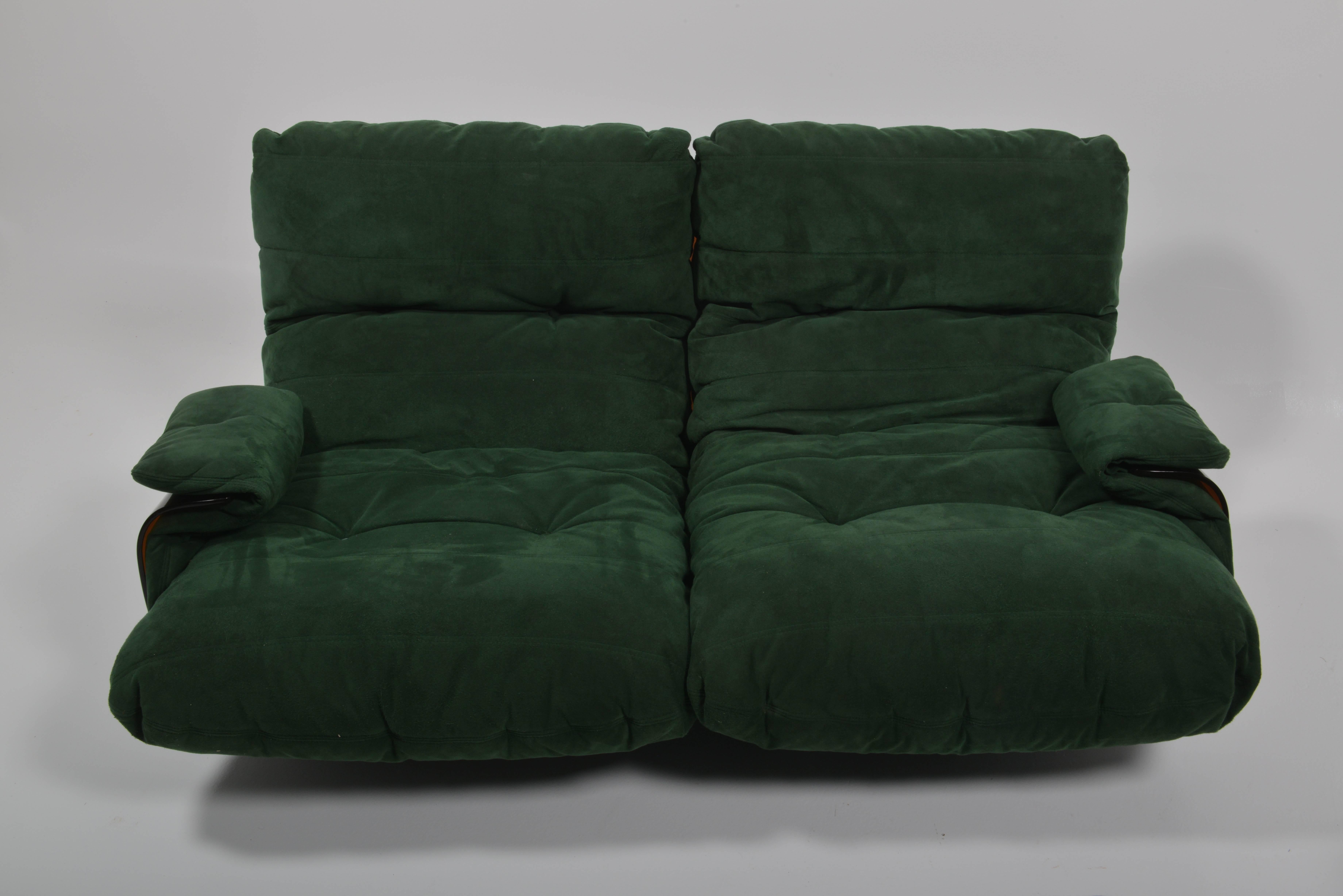 Late 20th Century Green Buckskin Marsala Sofa by Ligne Roset