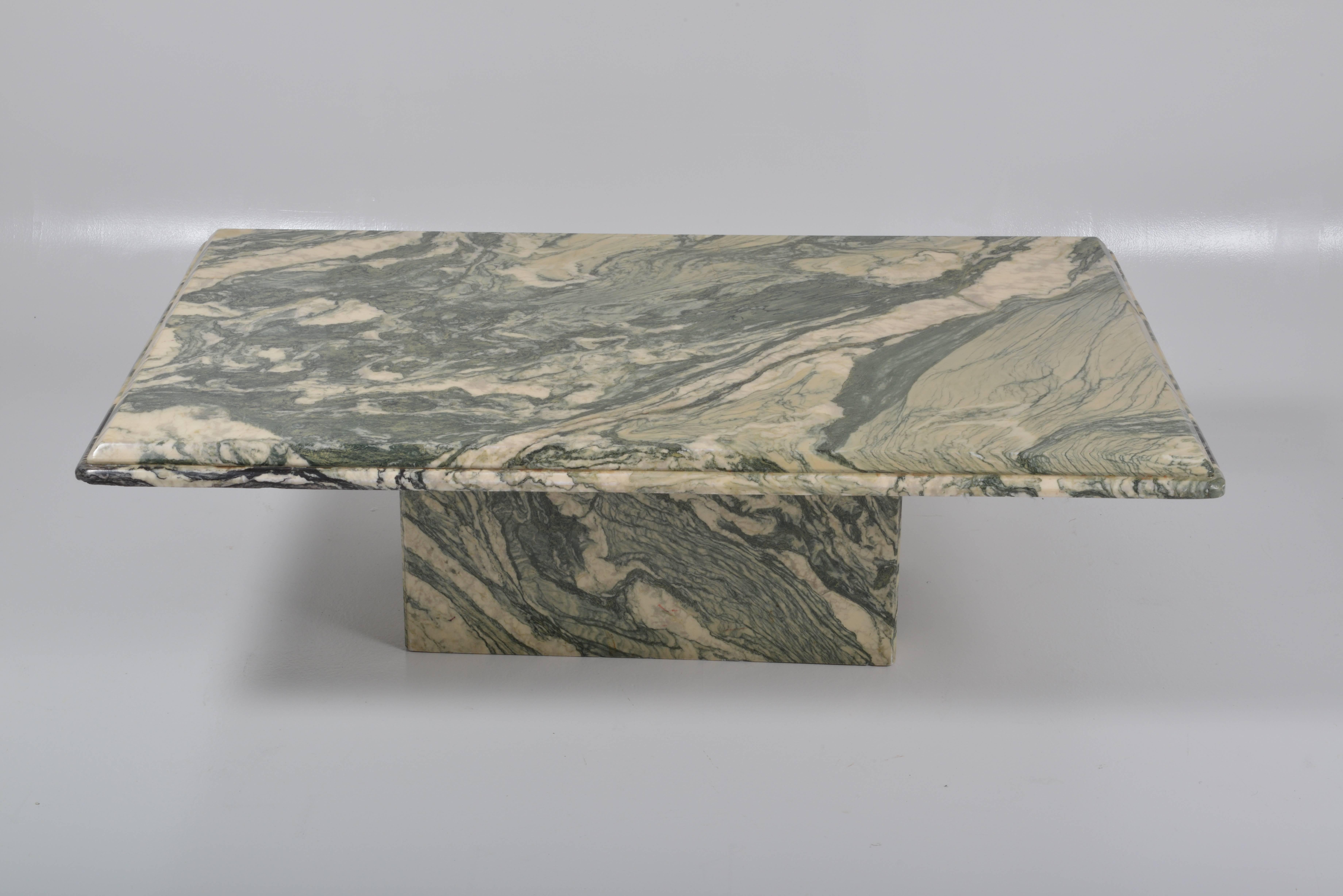 Belgium 1960s Green Veined Marble Coffee Table 1