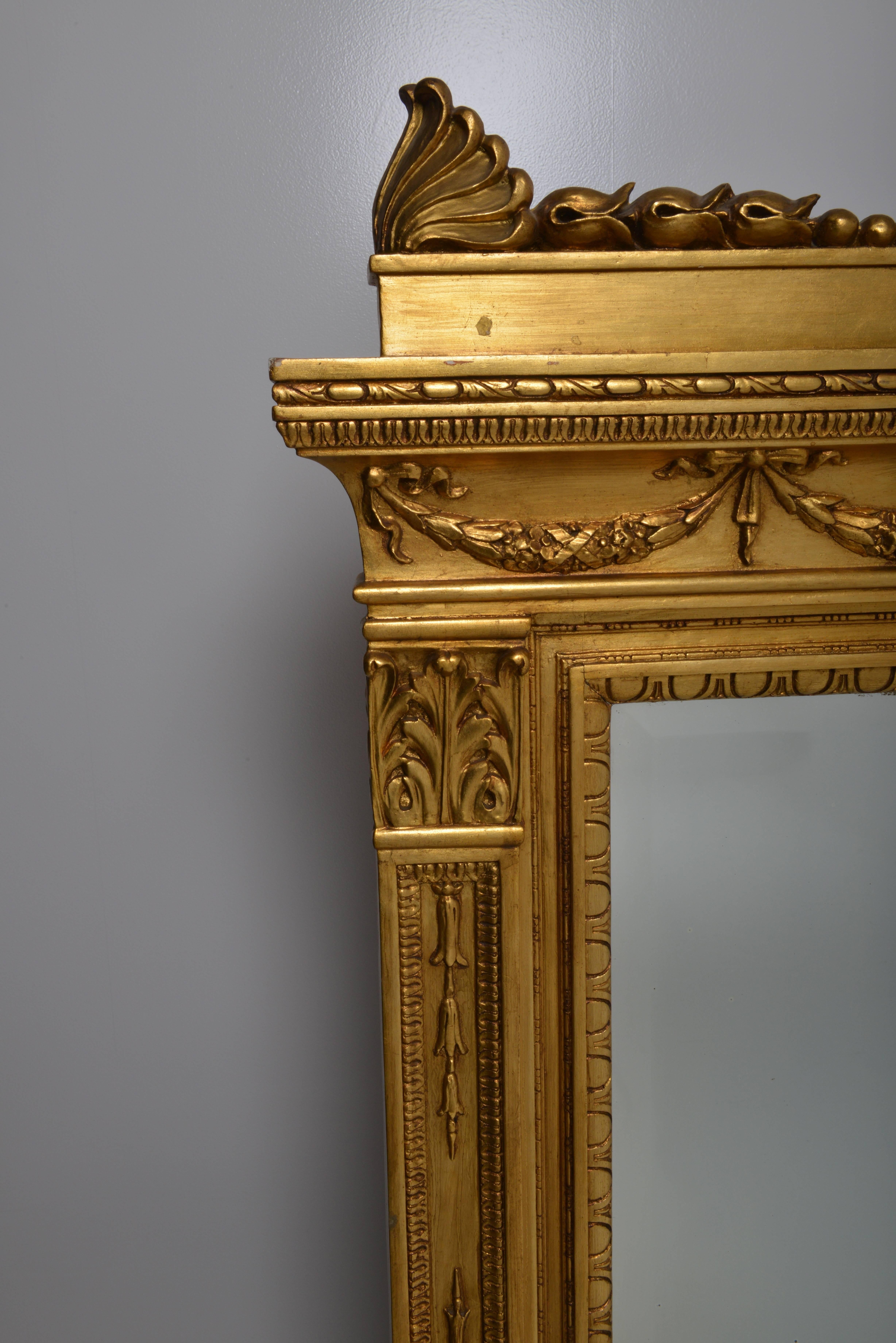 Early 20th Century Italian Second Empire Style Giltwood Mirror with Palmette Decorations