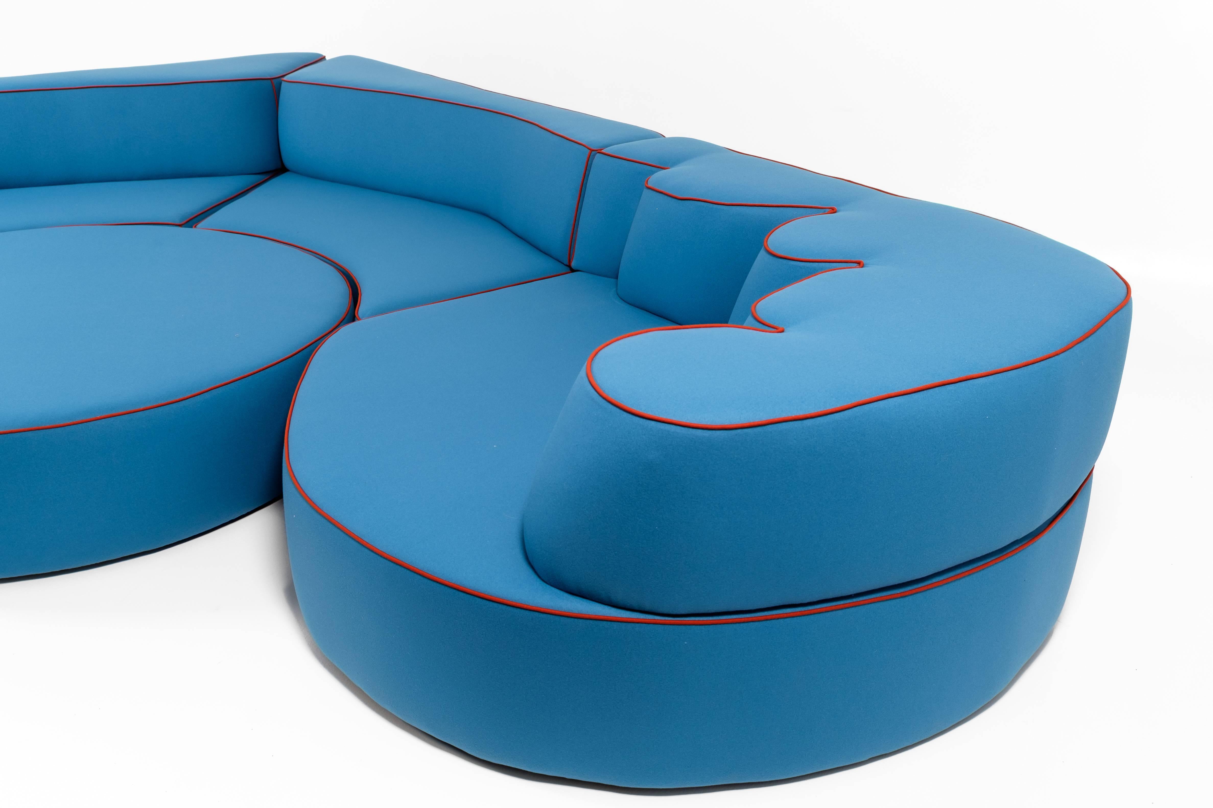 Contemporary Comporta Modular Foam Sofa, Belgian Flat-Woven Wool
