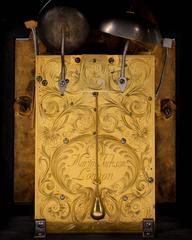 George I Period Ebonized Moonphase Striking Bracket Clock by Martin Jackson