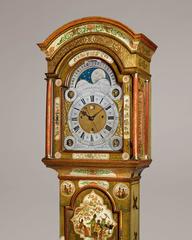 George II Period Cream Lacquer Longcase Clock by Isaac Nickals