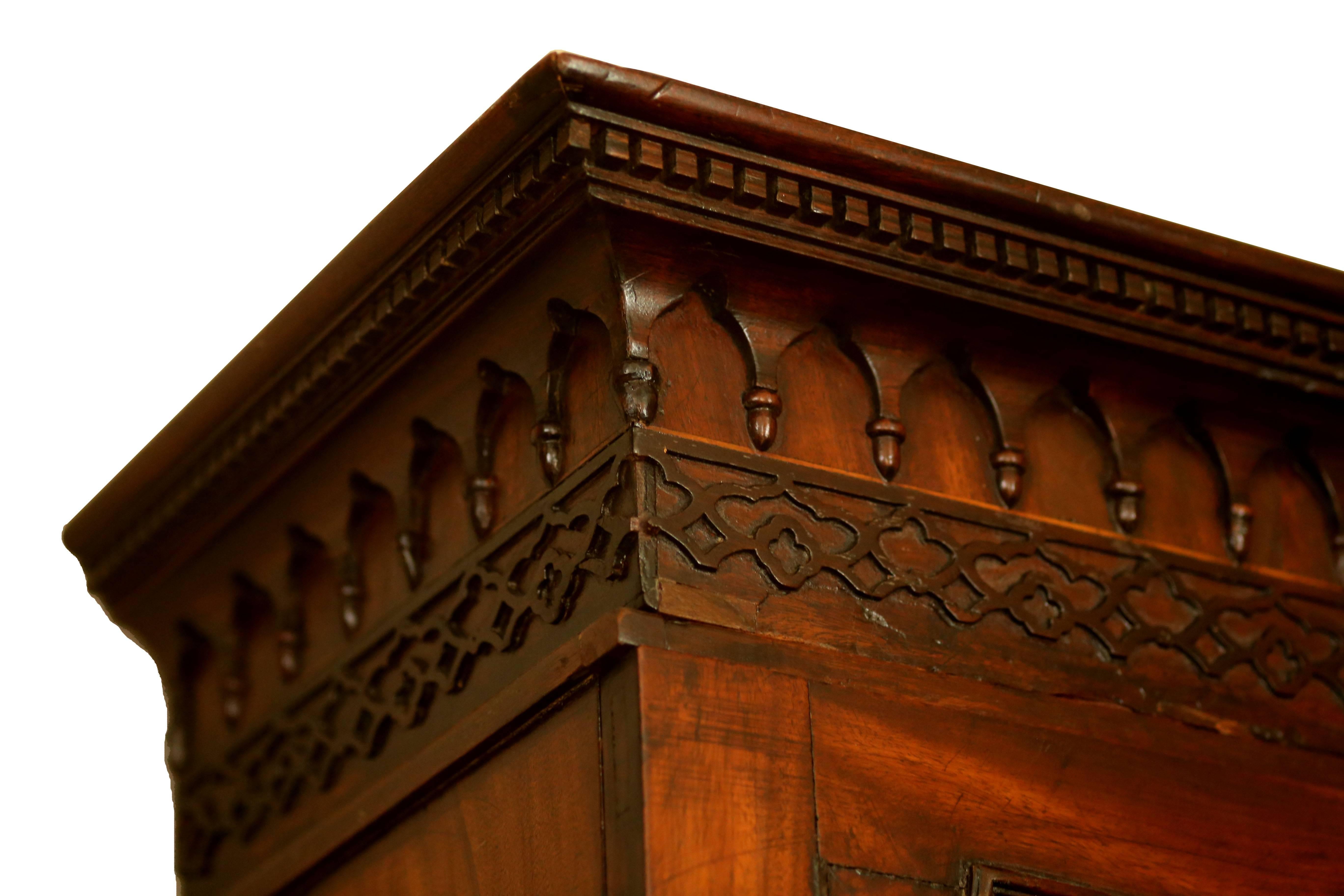 George III 18th Century Georgian Flame Mahogany Secretary Bookcase