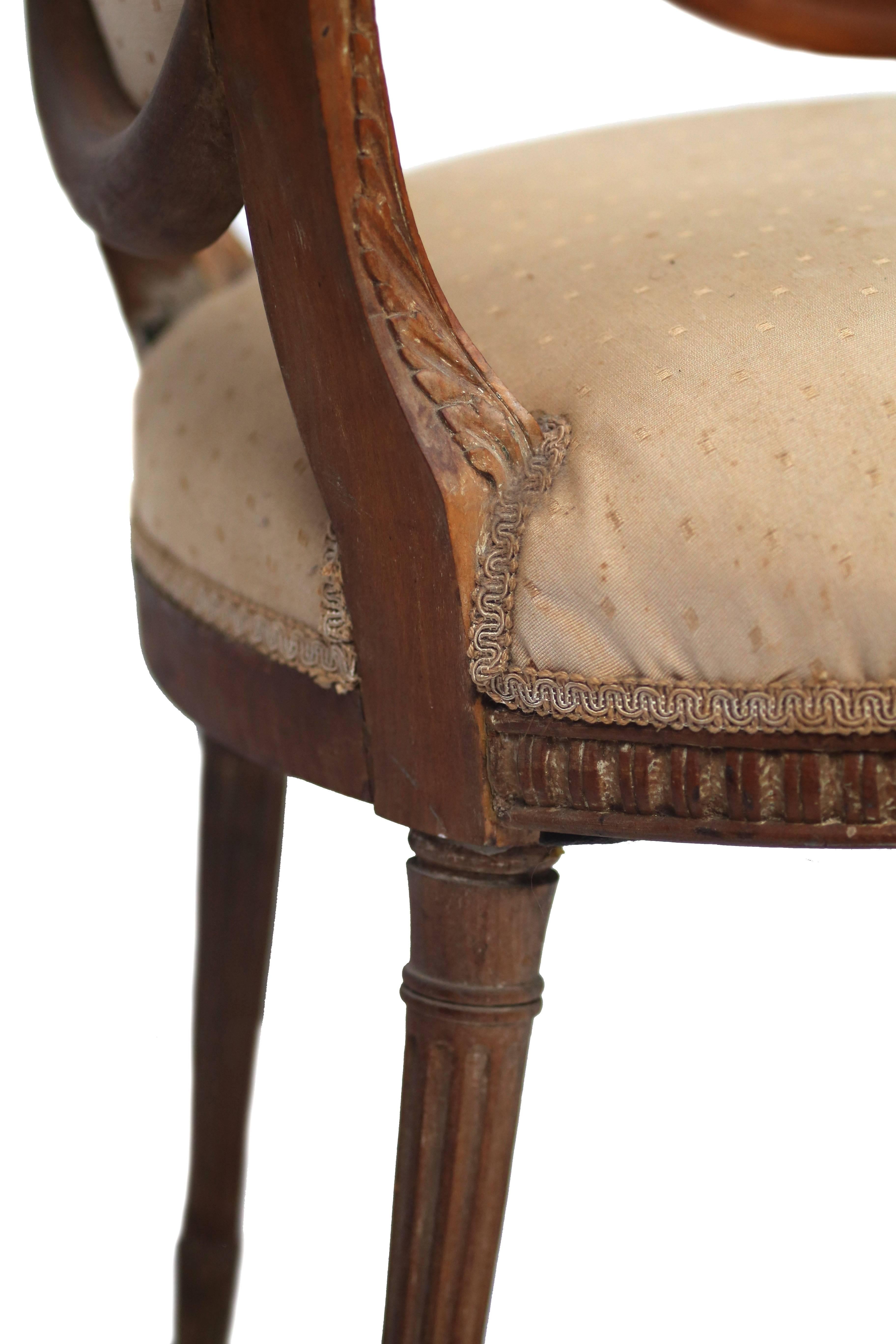 Pair of Early 20th Century Italian Hepplewhite Shieldback Chairs 3