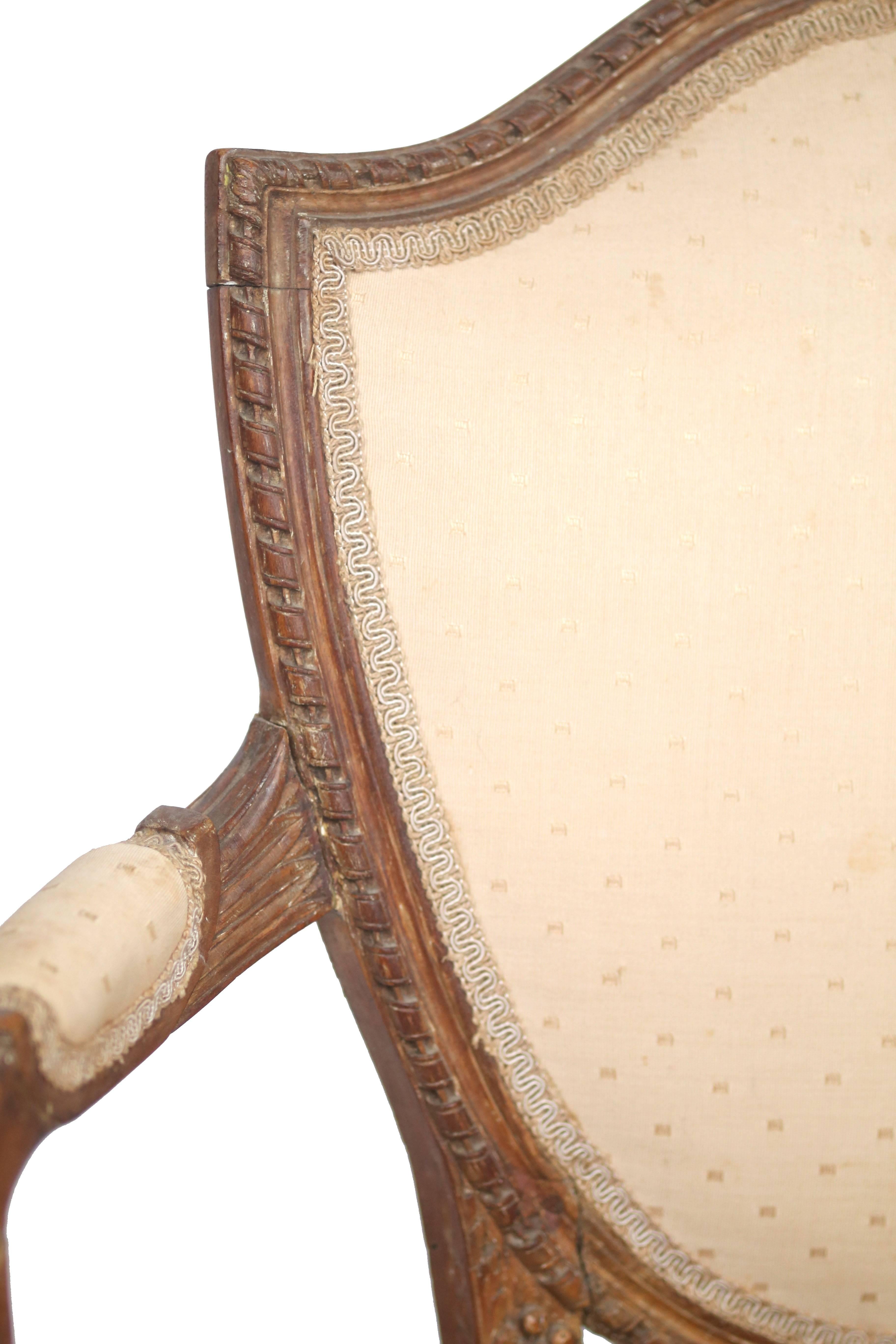 Mahogany Pair of Early 20th Century Italian Hepplewhite Shieldback Chairs