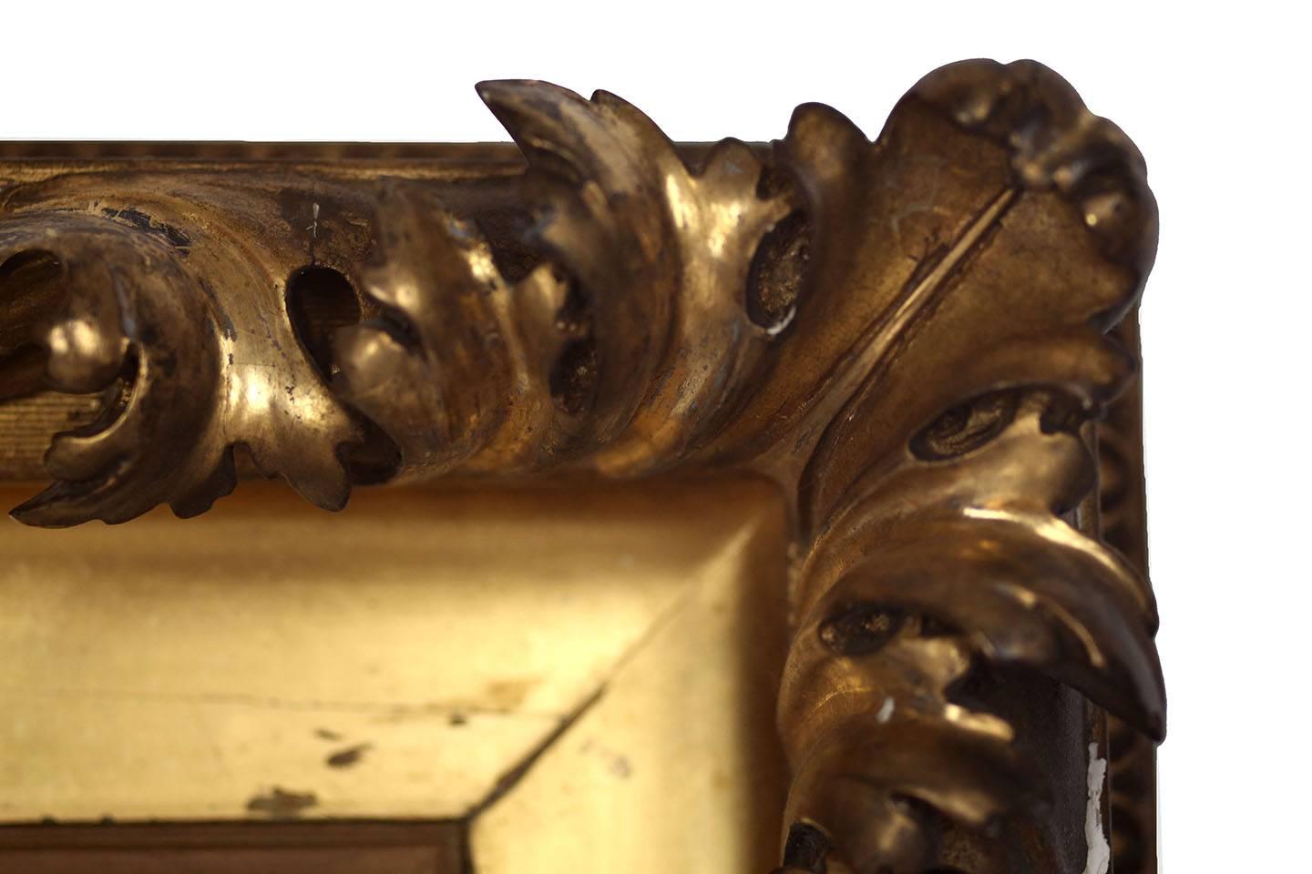 Mitte des 19. Jahrhunderts vergoldeter klassischer Acanthus-Gläserspiegel im Zustand „Gut“ im Angebot in Brooklyn, NY