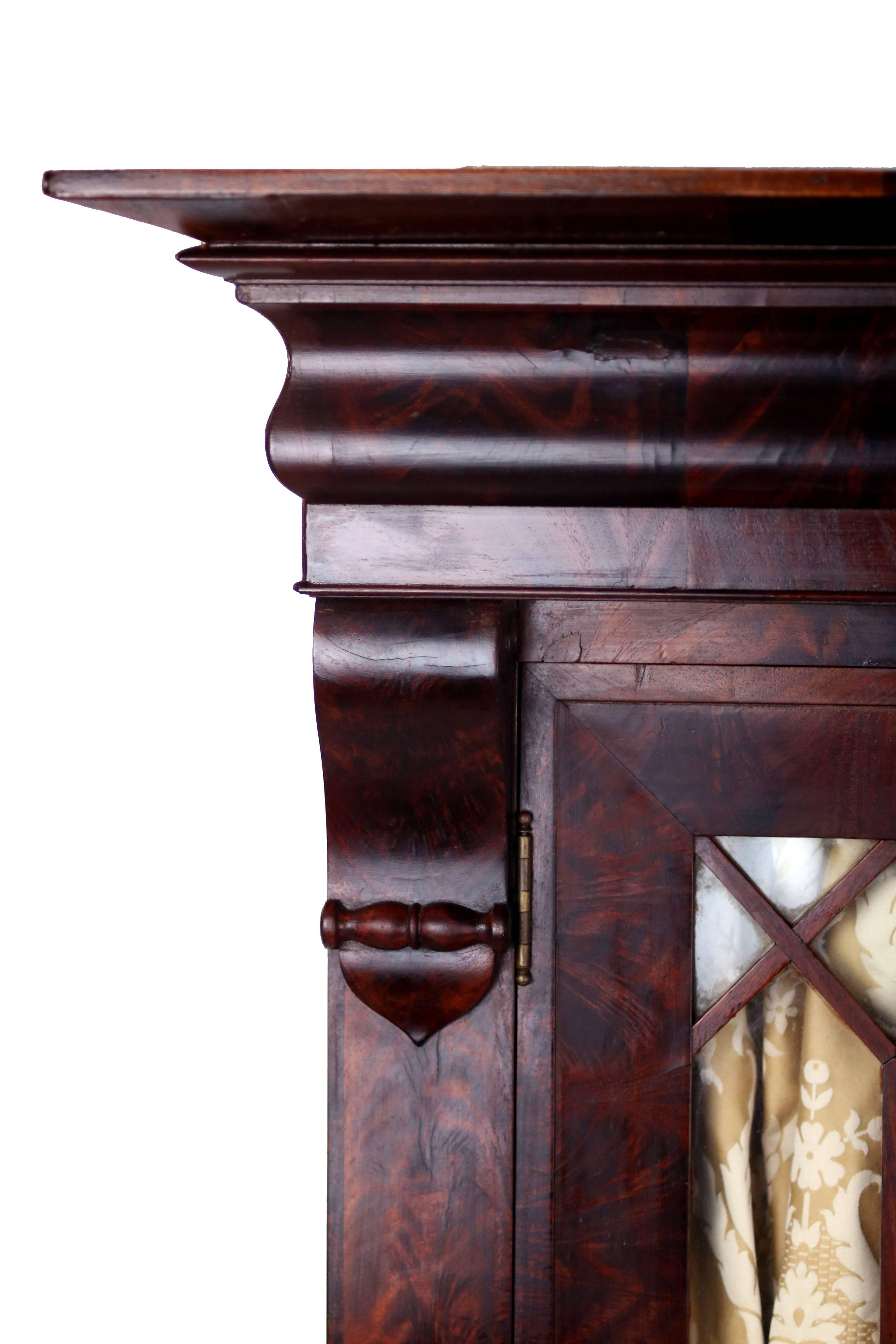 American Classical Early 19th Century Duncan Phyfe Grecian Plain Style Mahogany Secretary Bookcase For Sale