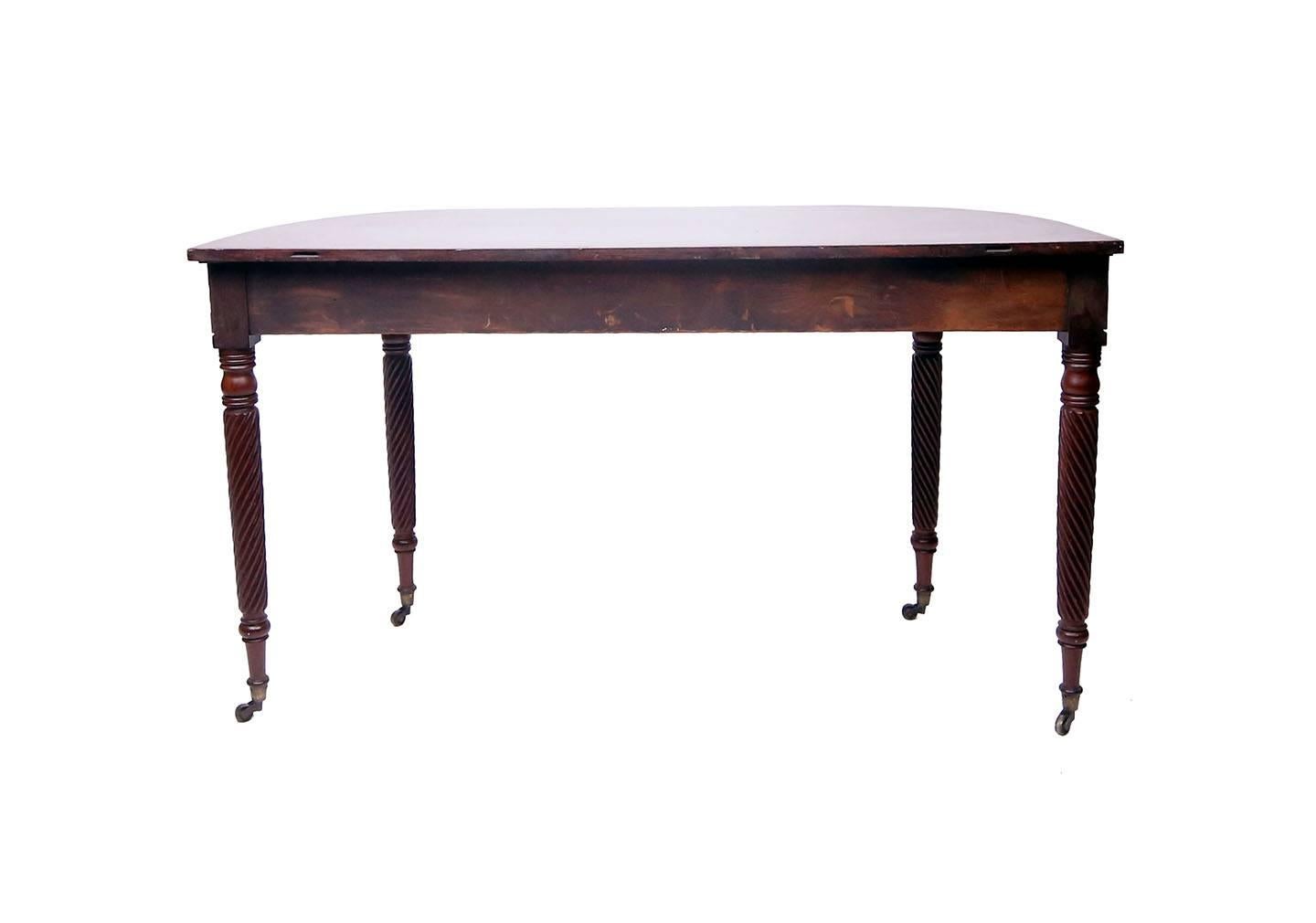 Early 19th Century Federal Mahogany Demilune Table Attributed to Michael Allison 2