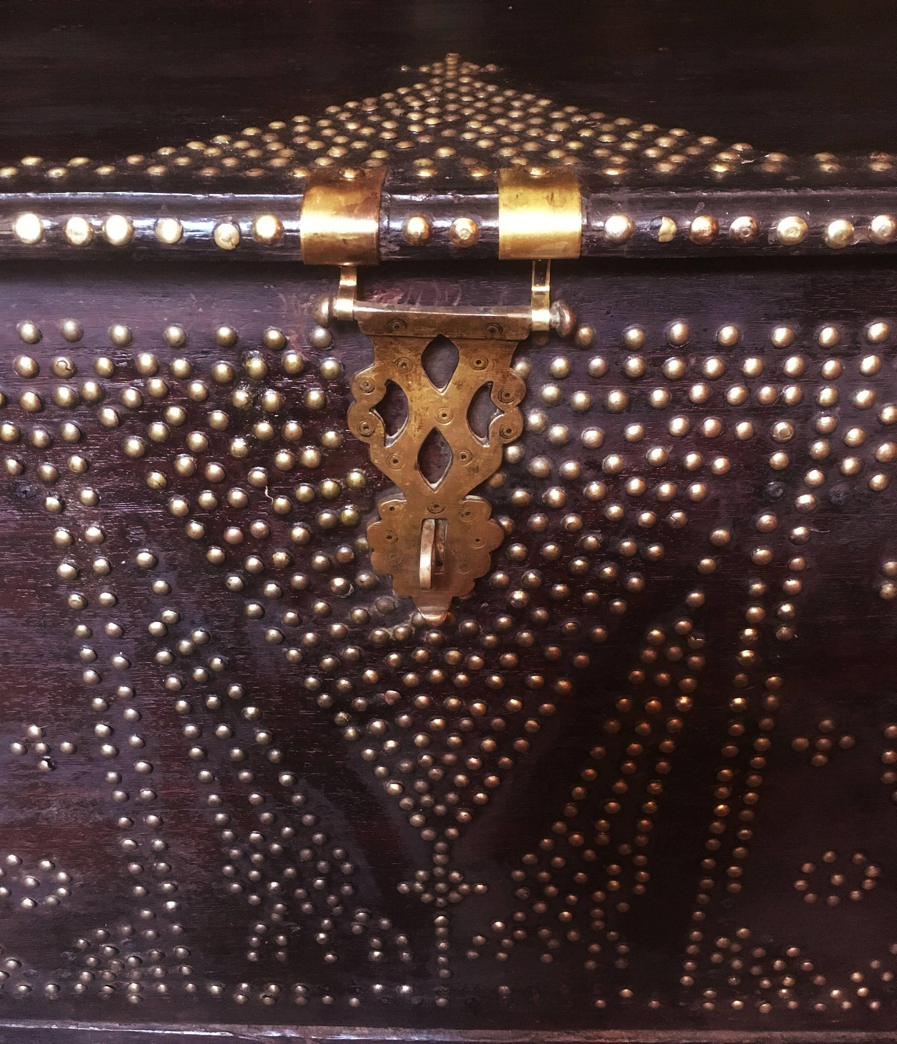 Tanzanian 19th Century Teak Brass-Studded Zanzibar Chest