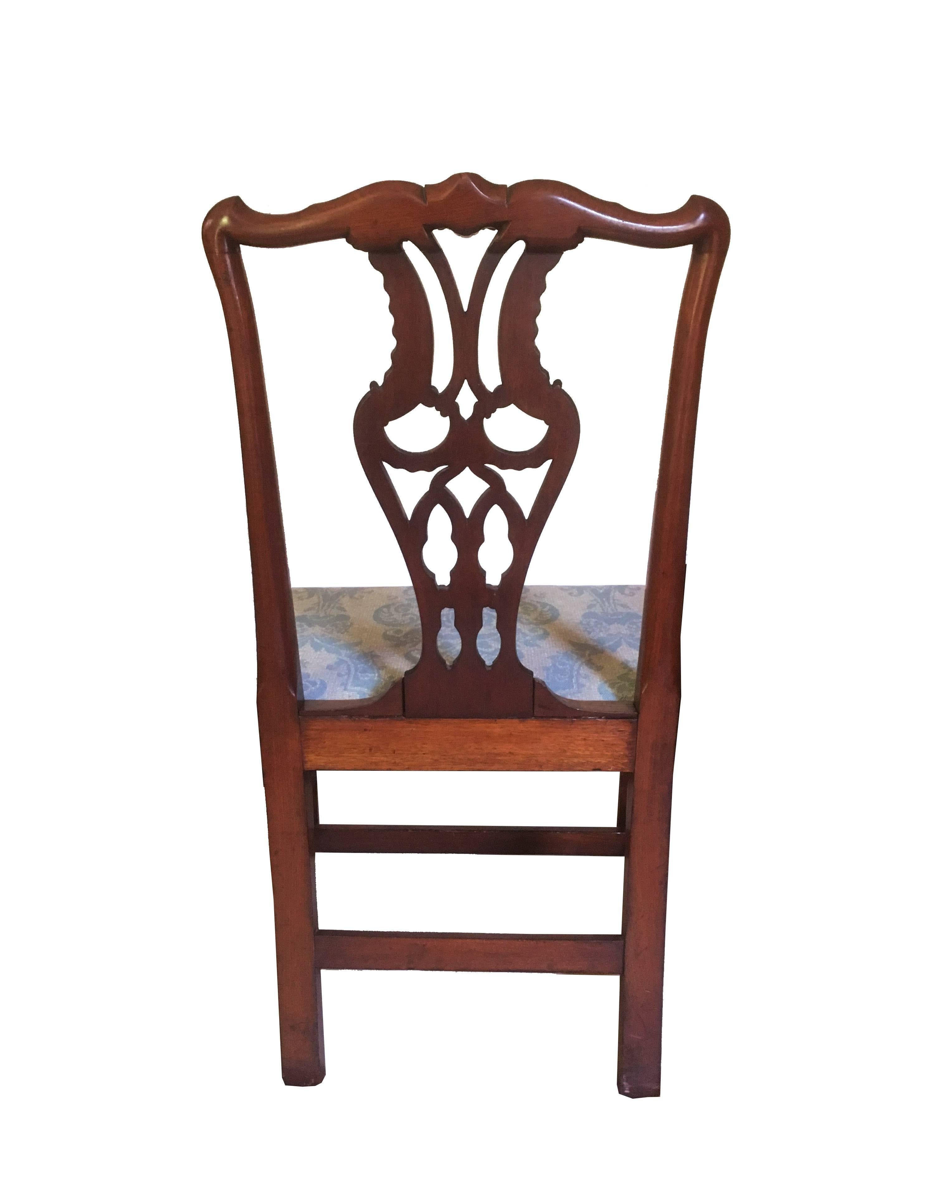 Englischer Chippendale-Mahagoni-Beistellstuhl aus dem 18. Jahrhundert (Vereinigtes Königreich (UK))