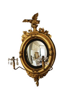 Diminutive Federal or Regency Girandole Mirror with Egyptian Motifs