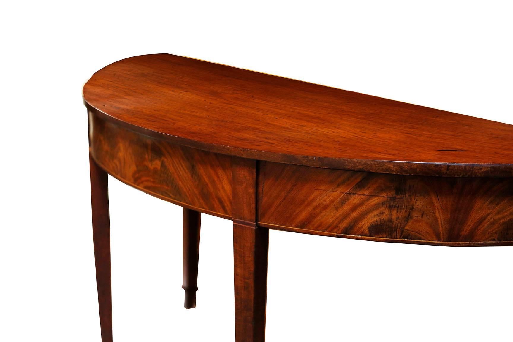 Oak Pair of late 18th Century Hepplewhite Mahogany Demilune Tables