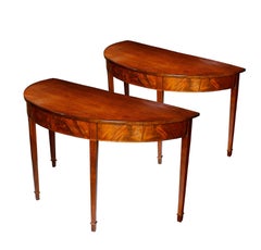 Pair of late 18th Century Hepplewhite Mahogany Demilune Tables