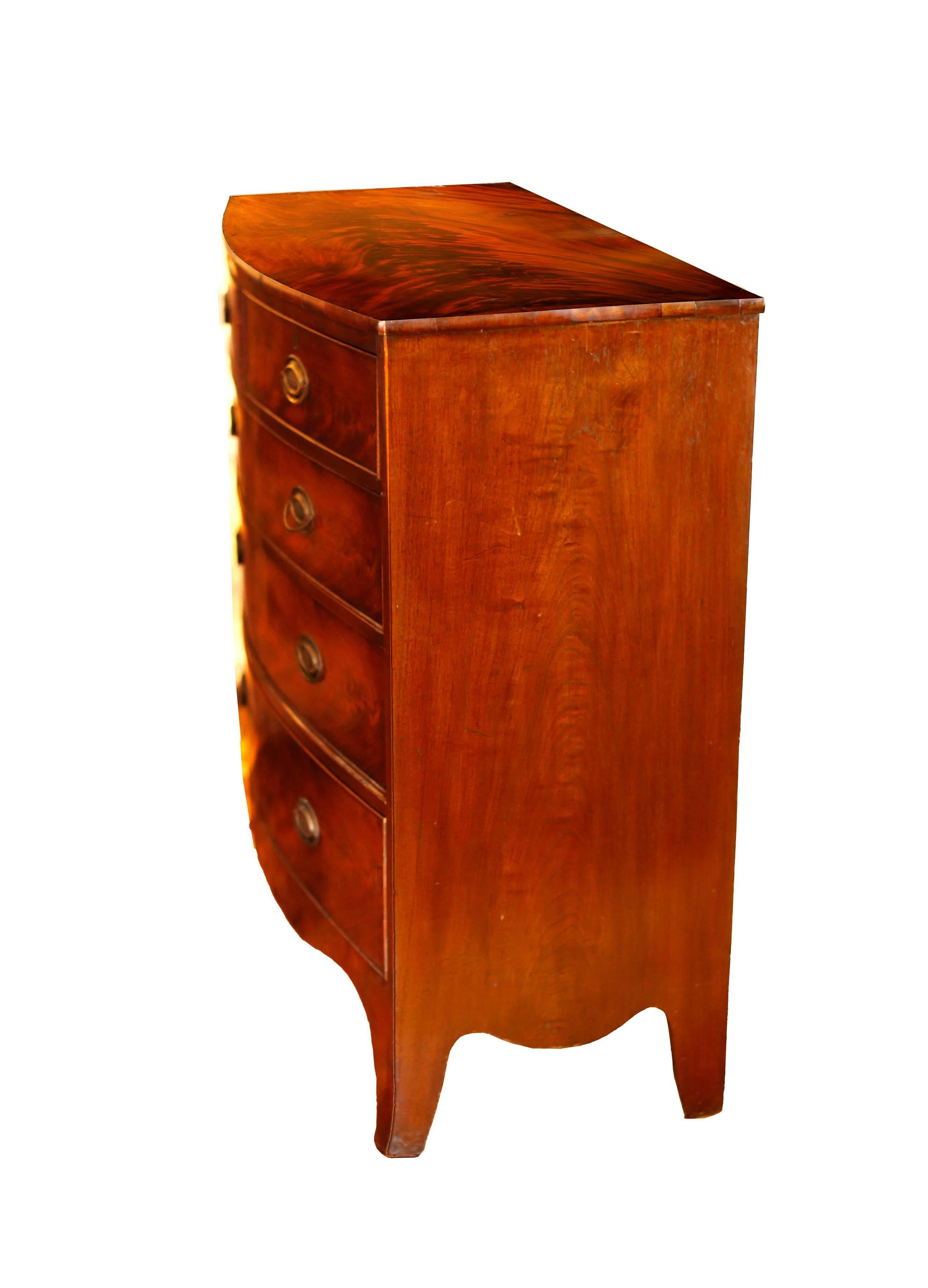 Hepplewhite Late 18th Century Georgian Bow Front Chest in Flame Mahogany