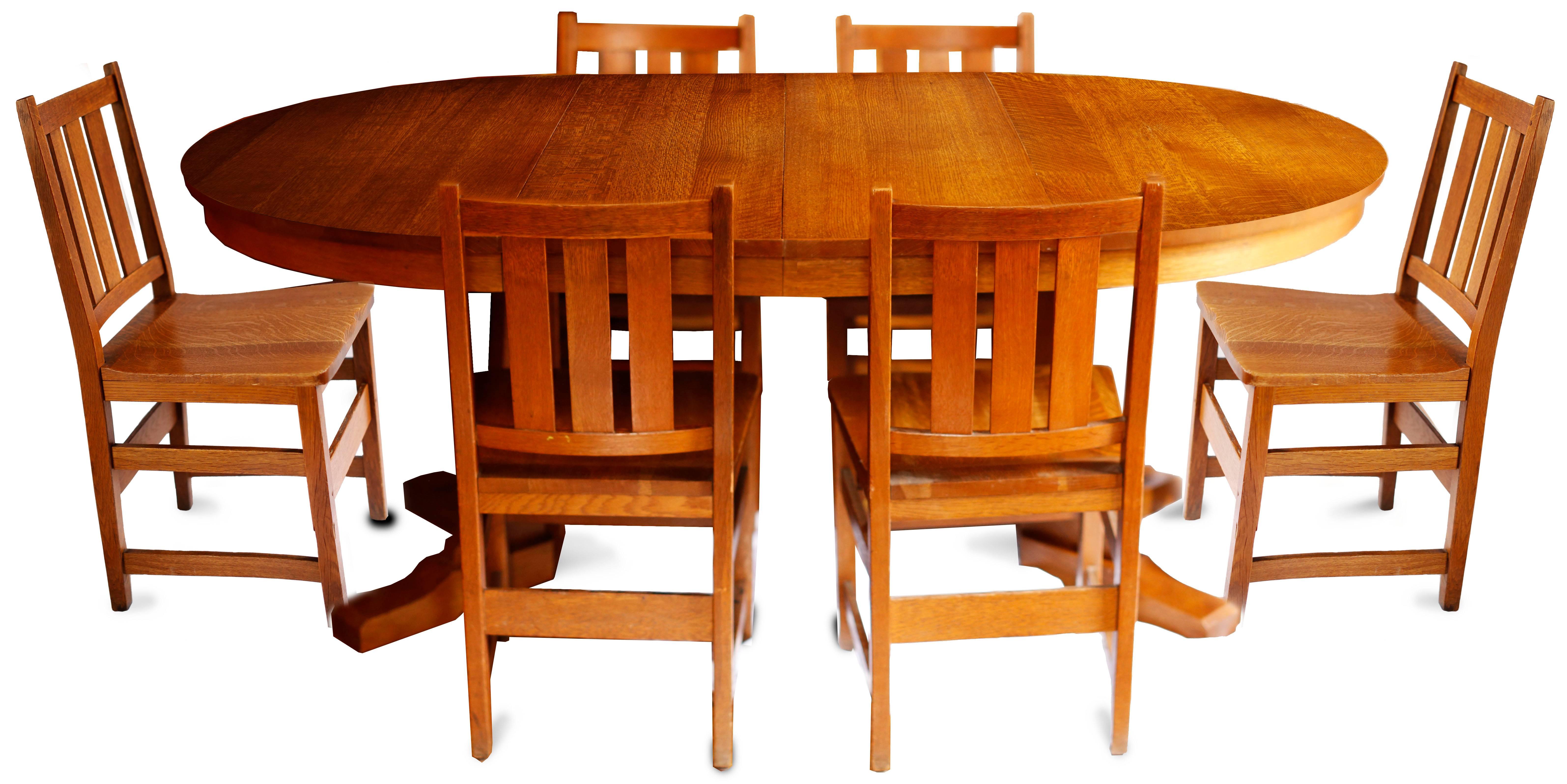 American Andy Warhol's 6 Stickley Chairs from the Factory and Contemporary Stickley Table
