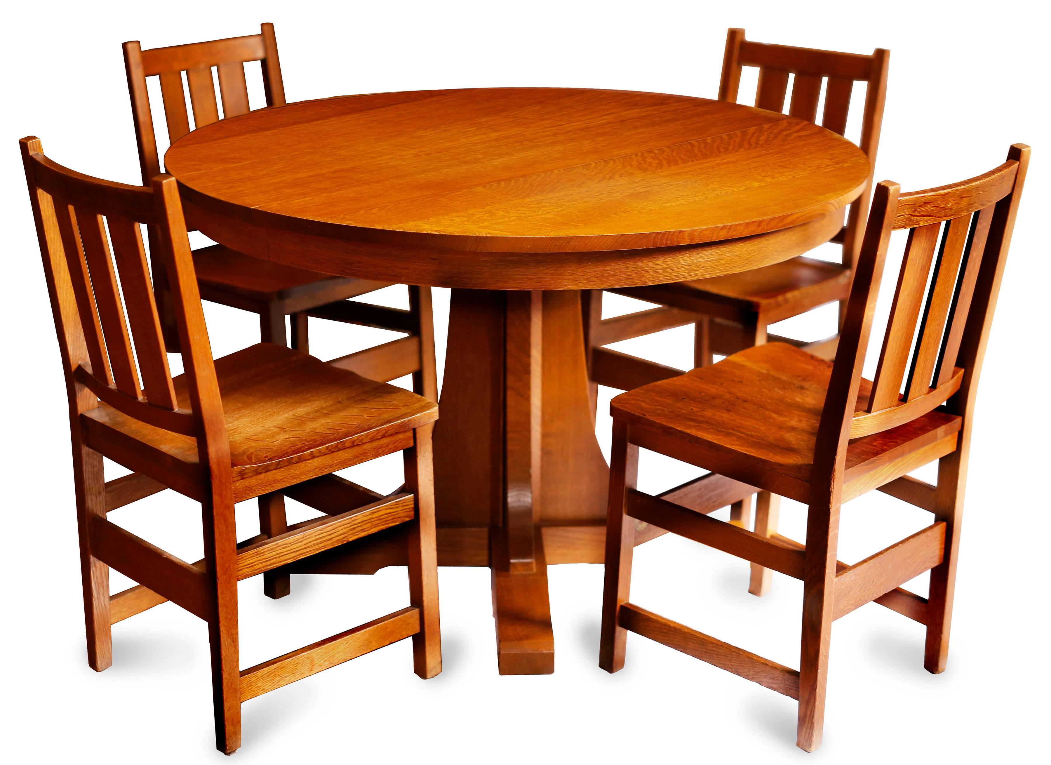 Mission Andy Warhol's 6 Stickley Chairs from the Factory and Contemporary Stickley Table